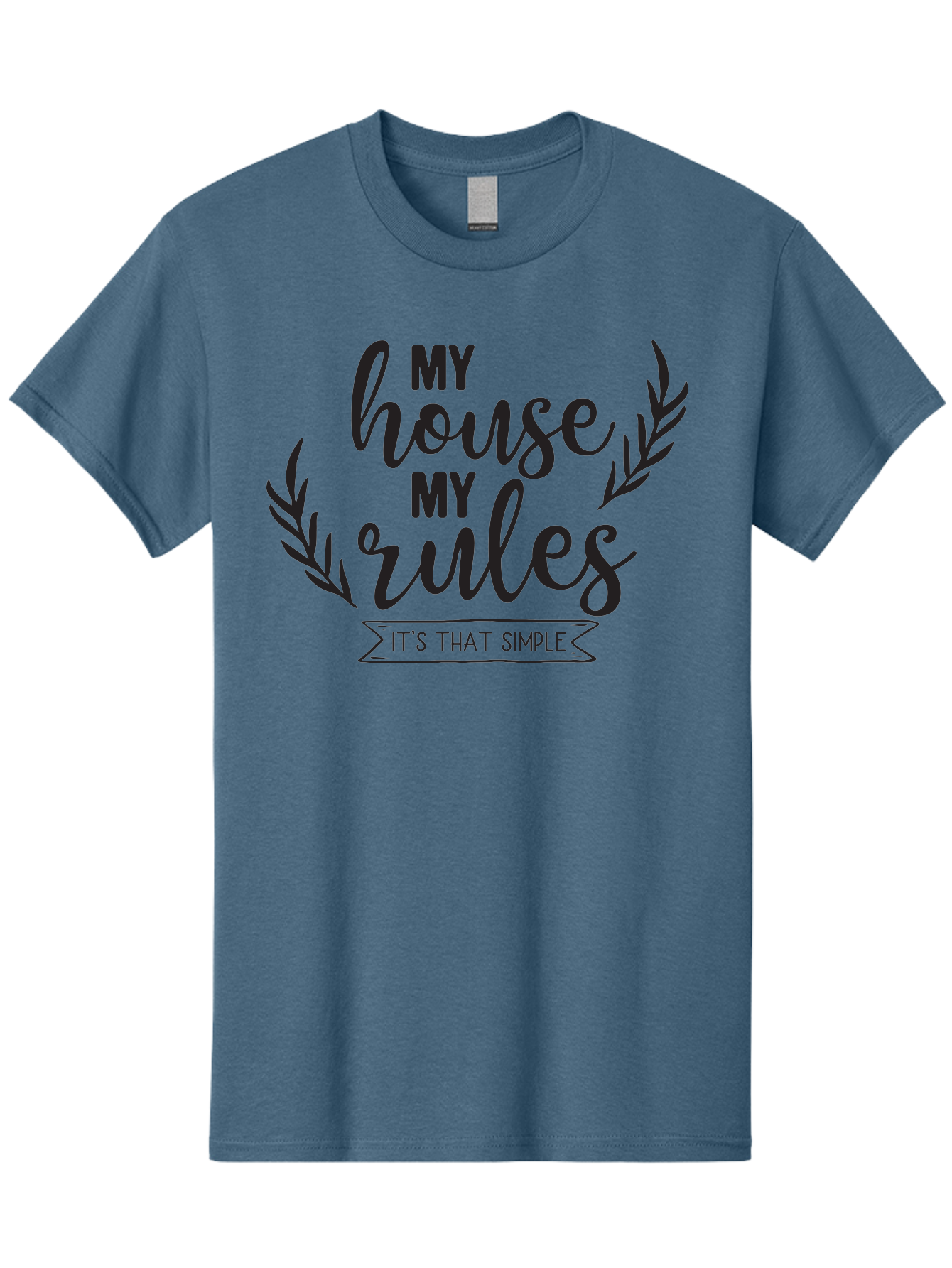 My-House-My-Rules Men'S Graphic Tee, 100% Cotton, Comfortable Casual Summer Wear, Machine Washable, House Rules, Simple Living, Home Decor, Wall Art, Inspirational Quotes, Motivational Phrases, Home Sweet Home, Positive Vibes Aad040