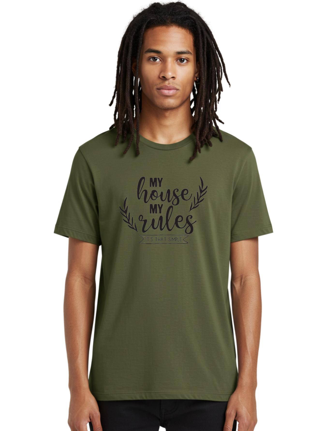 My-House-My-Rules Men'S Graphic Tee, 100% Cotton, Comfortable Casual Summer Wear, Machine Washable, House Rules, Simple Living, Home Decor, Wall Art, Inspirational Quotes, Motivational Phrases, Home Sweet Home, Positive Vibes Aad040