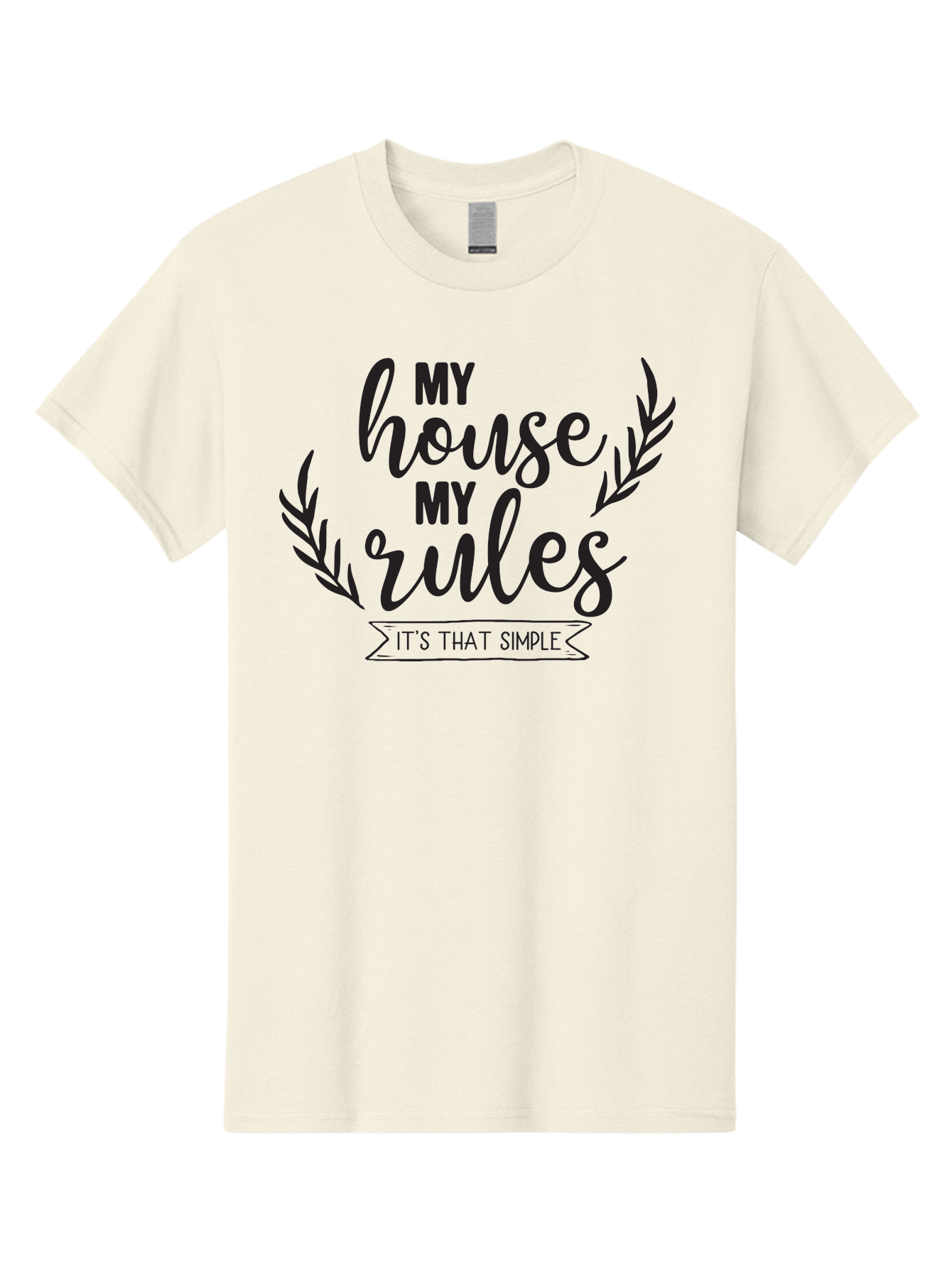 My-House-My-Rules Men'S Graphic Tee, 100% Cotton, Comfortable Casual Summer Wear, Machine Washable, House Rules, Simple Living, Home Decor, Wall Art, Inspirational Quotes, Motivational Phrases, Home Sweet Home, Positive Vibes Aad040