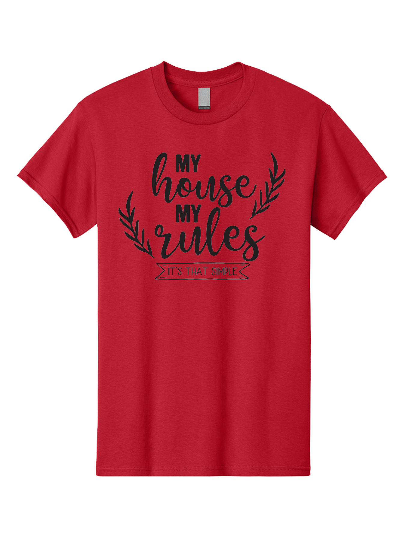 My-House-My-Rules Men'S Graphic Tee, 100% Cotton, Comfortable Casual Summer Wear, Machine Washable, House Rules, Simple Living, Home Decor, Wall Art, Inspirational Quotes, Motivational Phrases, Home Sweet Home, Positive Vibes Aad040