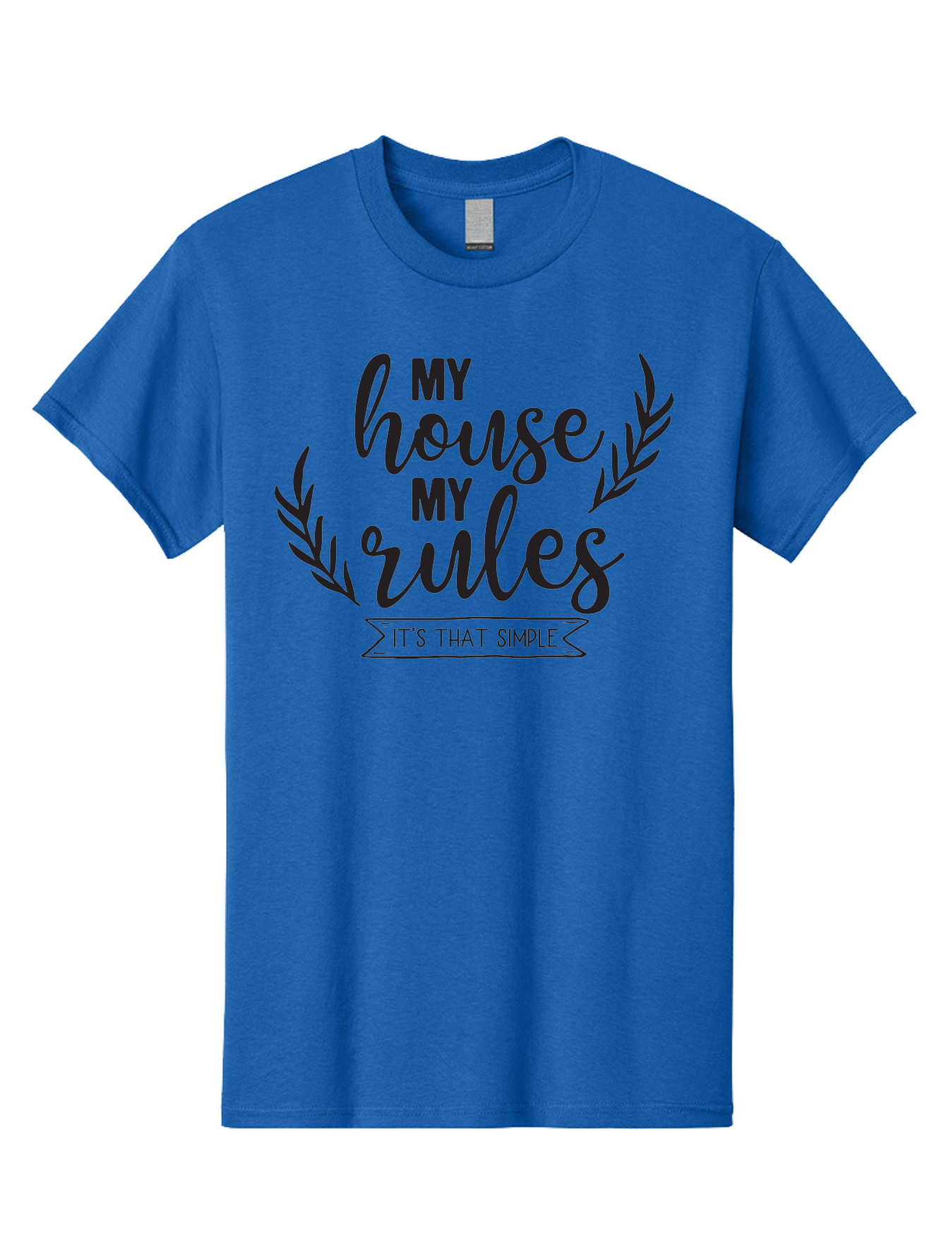 My-House-My-Rules Men'S Graphic Tee, 100% Cotton, Comfortable Casual Summer Wear, Machine Washable, House Rules, Simple Living, Home Decor, Wall Art, Inspirational Quotes, Motivational Phrases, Home Sweet Home, Positive Vibes Aad040