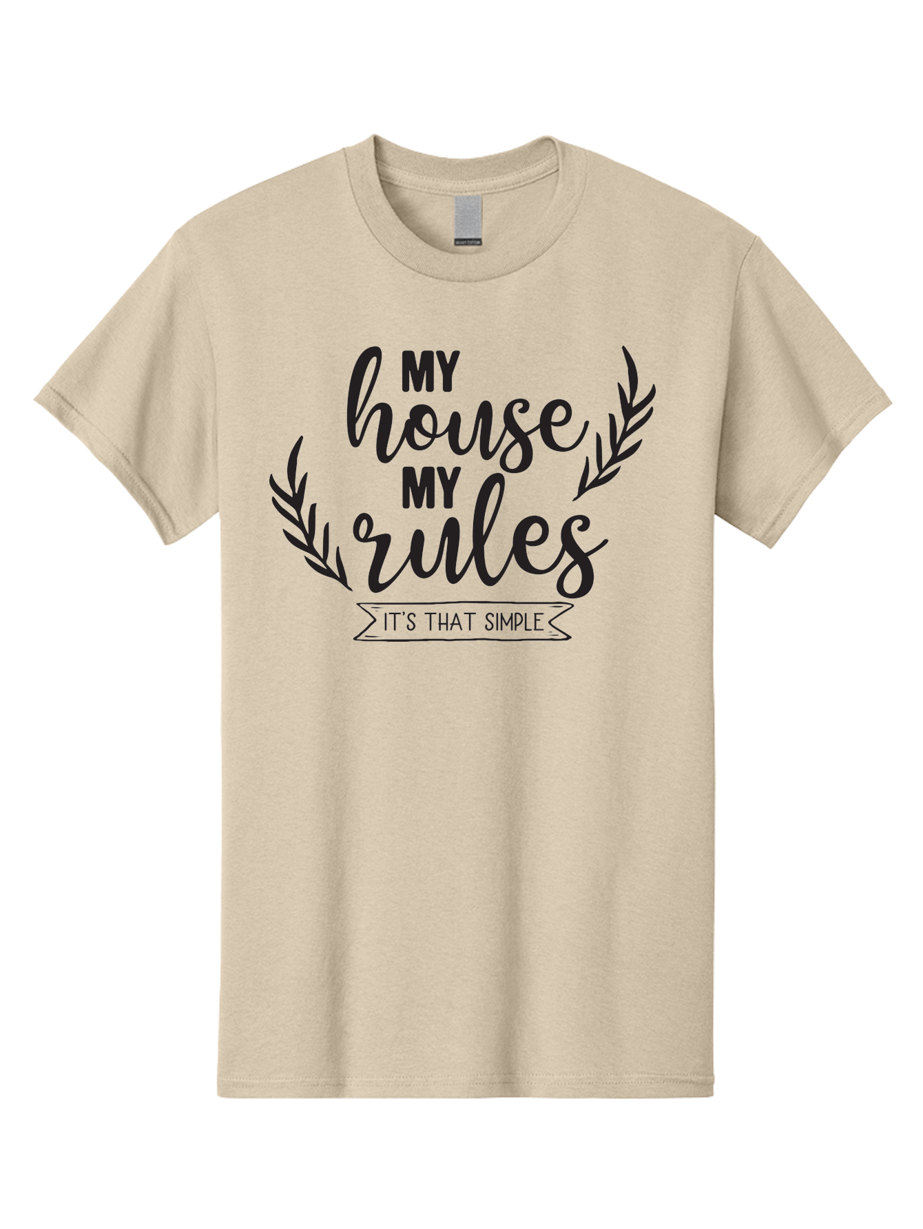 My-House-My-Rules Men'S Graphic Tee, 100% Cotton, Comfortable Casual Summer Wear, Machine Washable, House Rules, Simple Living, Home Decor, Wall Art, Inspirational Quotes, Motivational Phrases, Home Sweet Home, Positive Vibes Aad040