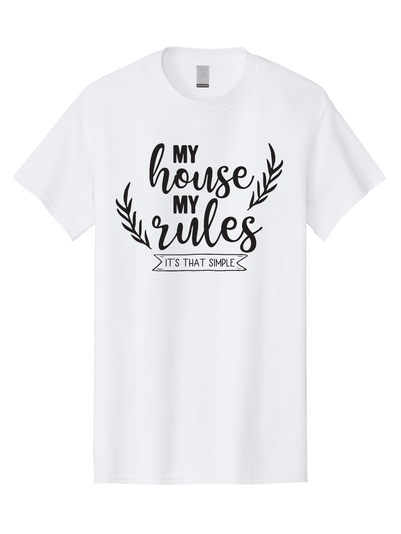 My-House-My-Rules Men'S Graphic Tee, 100% Cotton, Comfortable Casual Summer Wear, Machine Washable, House Rules, Simple Living, Home Decor, Wall Art, Inspirational Quotes, Motivational Phrases, Home Sweet Home, Positive Vibes Aad040