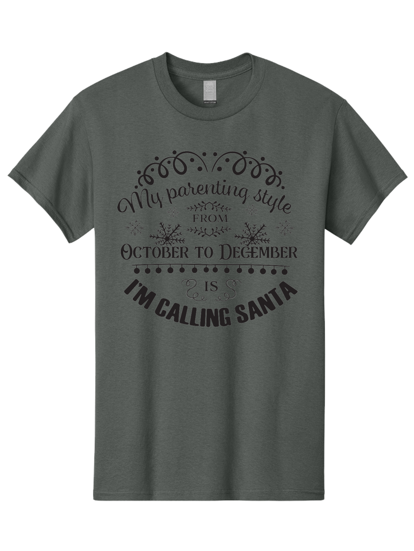 My-Parenting-Style Men'S Graphic Tee, 100% Cotton, Comfortable Casual Summer Wear, Machine Washable, Funny Parenting Quote, Parenting Style, Holiday Humor, Christmas Magic, Parenting Memes, Humorous Quote, Festive, Aad045