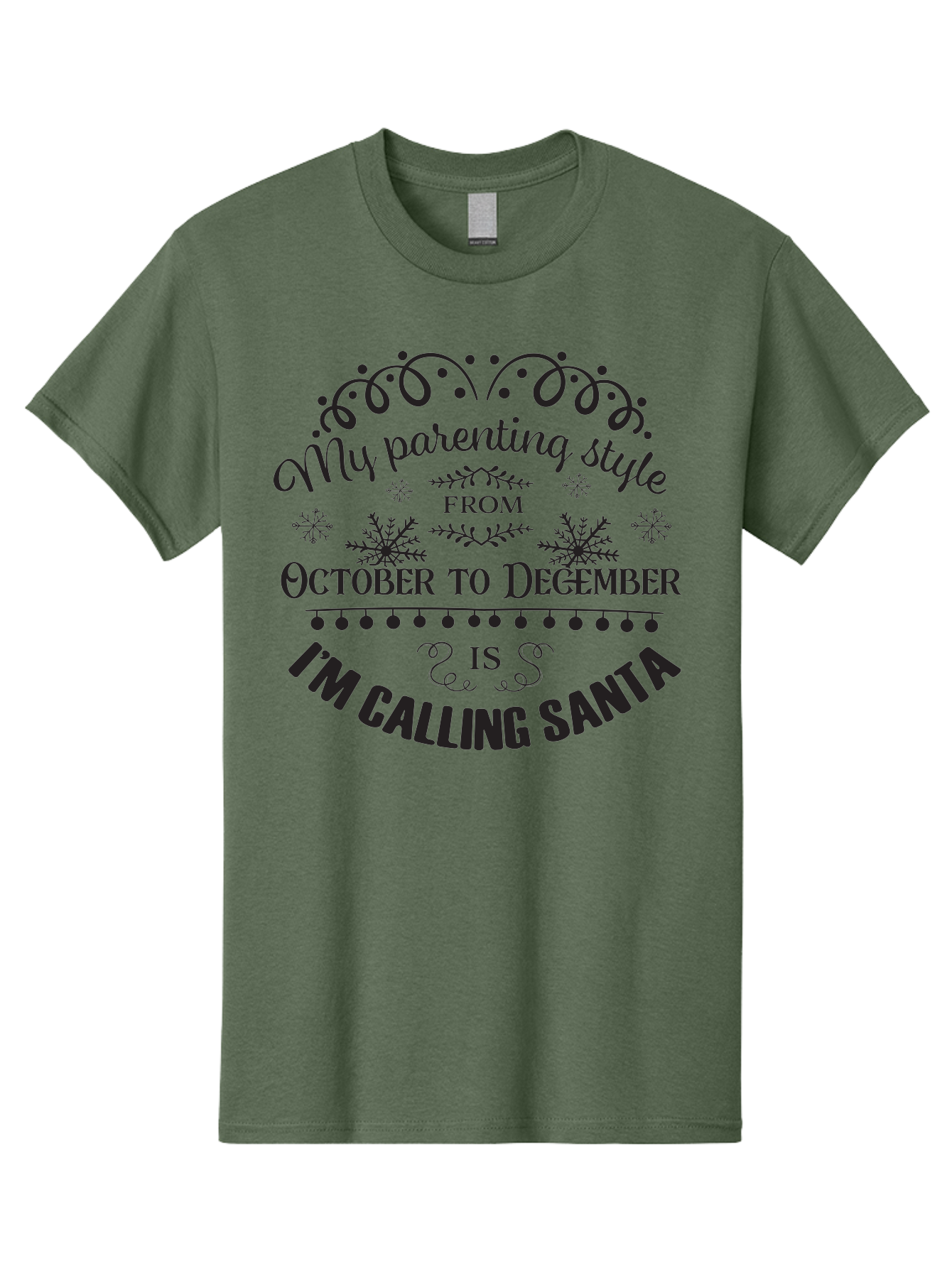 My-Parenting-Style Men'S Graphic Tee, 100% Cotton, Comfortable Casual Summer Wear, Machine Washable, Funny Parenting Quote, Parenting Style, Holiday Humor, Christmas Magic, Parenting Memes, Humorous Quote, Festive, Aad045