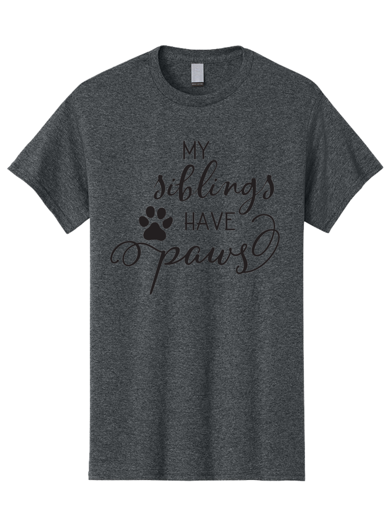 My-Siblings-Have-Paws Men'S Graphic Tee, 100% Cotton, Comfortable Casual Summer Wear, Machine Washable, Sibling Love, Pet Owners, Dog Lovers, Funny Quote, Playful Design, Animal Theme, Paw Print, Unique Gift, Pet Siblings Aad047