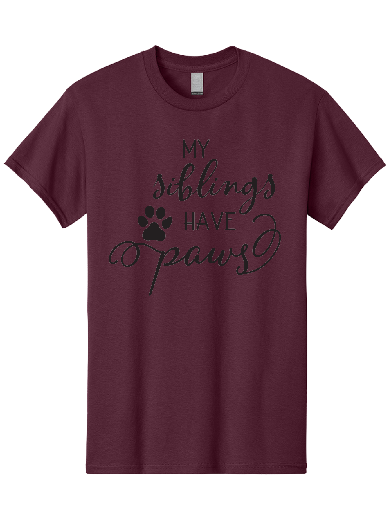 My-Siblings-Have-Paws Men'S Graphic Tee, 100% Cotton, Comfortable Casual Summer Wear, Machine Washable, Sibling Love, Pet Owners, Dog Lovers, Funny Quote, Playful Design, Animal Theme, Paw Print, Unique Gift, Pet Siblings Aad047