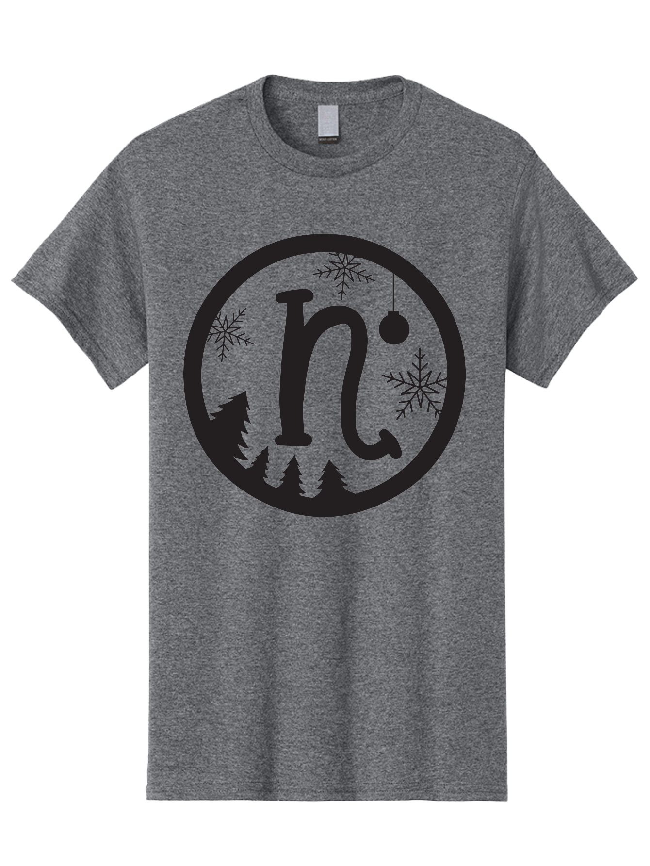 N Men'S Graphic Tee, 100% Cotton, Comfortable Casual Summer Wear, Machine Washable, Winter Wonderland, Snowflakes, Christmas Ornament, Pine Trees, Festive Decor, Holiday Theme, Winter Season Aad049