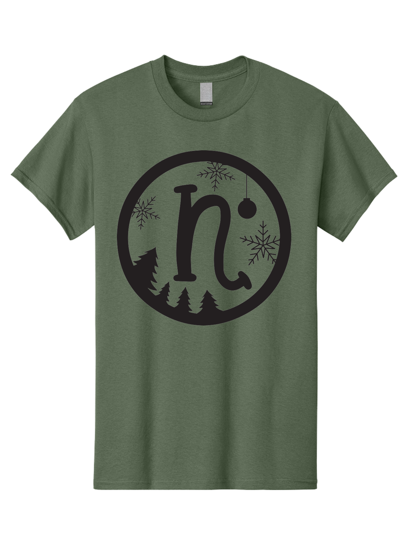 N Men'S Graphic Tee, 100% Cotton, Comfortable Casual Summer Wear, Machine Washable, Winter Wonderland, Snowflakes, Christmas Ornament, Pine Trees, Festive Decor, Holiday Theme, Winter Season Aad049