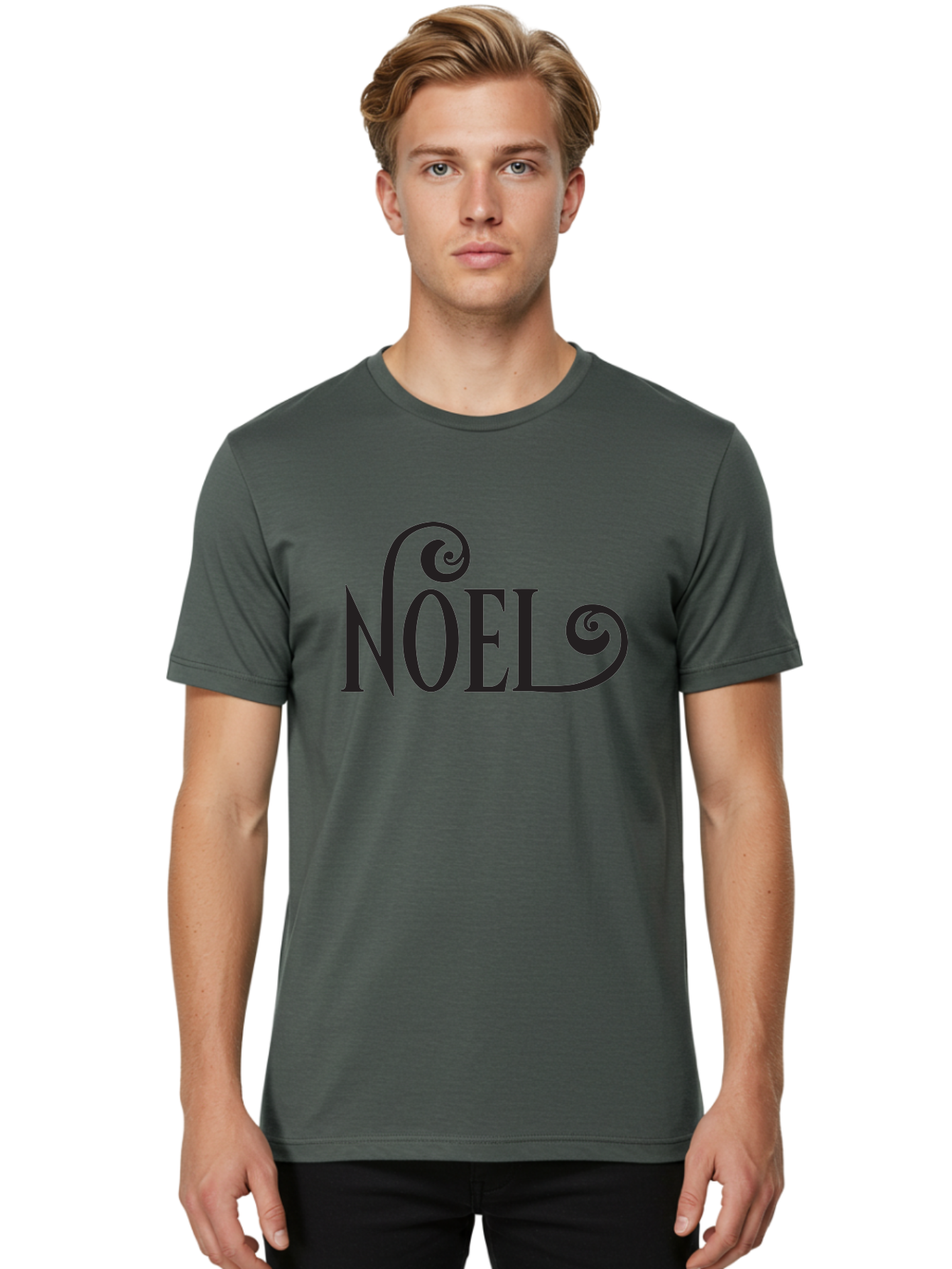 Noel-1 Men'S Graphic Tee, 100% Cotton, Comfortable Casual Summer Wear, Machine Washable, Christmas Greeting, Holiday Card, Festive Design, Elegant Typography, Black Text, Decorative Swirls, Christmas Theme, Winter Holiday, Season'S Greetings Aad056