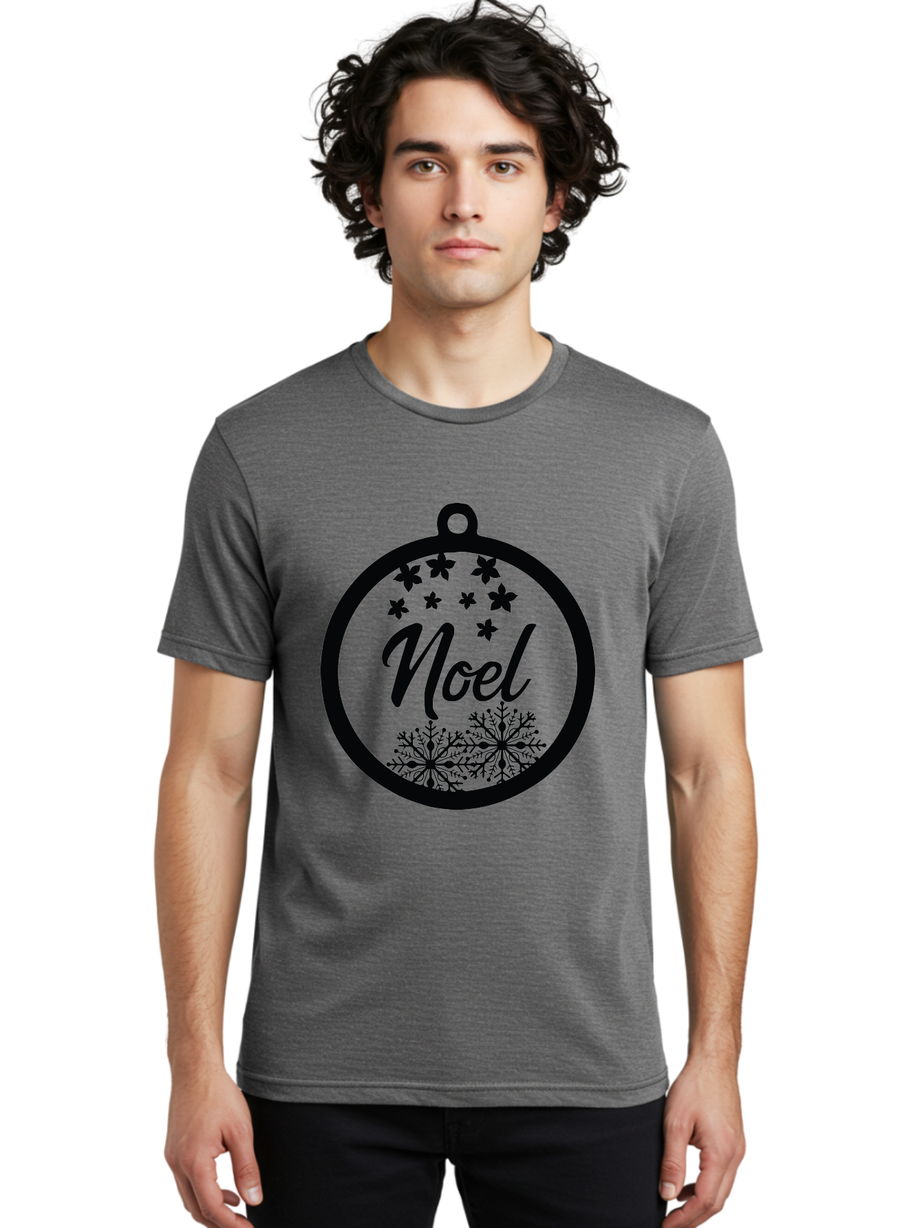 Noel Men'S Graphic Tee, 100% Cotton, Comfortable Casual Summer Wear, Machine Washable, Christmas Ornament, Festive Decoration, Holiday Decor, Noel Sign, Snowflakes, Stars, Merry Christmas, Winter Wonderland, Seasonal Greetings Aad057