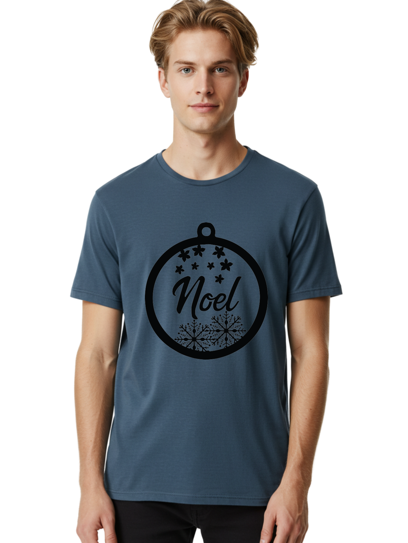 Noel Men'S Graphic Tee, 100% Cotton, Comfortable Casual Summer Wear, Machine Washable, Christmas Ornament, Festive Decoration, Holiday Decor, Noel Sign, Snowflakes, Stars, Merry Christmas, Winter Wonderland, Seasonal Greetings Aad057