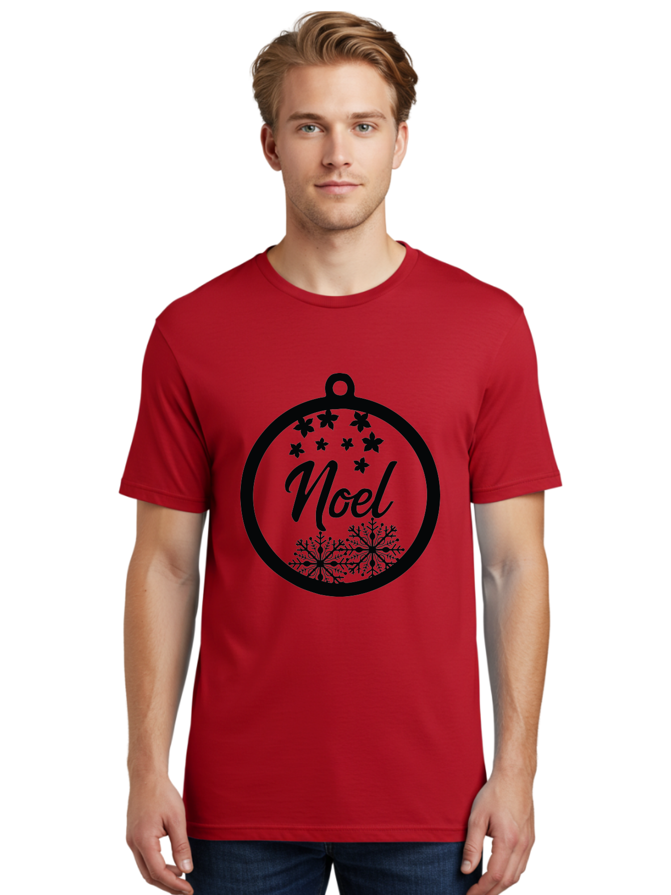 Noel Men'S Graphic Tee, 100% Cotton, Comfortable Casual Summer Wear, Machine Washable, Christmas Ornament, Festive Decoration, Holiday Decor, Noel Sign, Snowflakes, Stars, Merry Christmas, Winter Wonderland, Seasonal Greetings Aad057