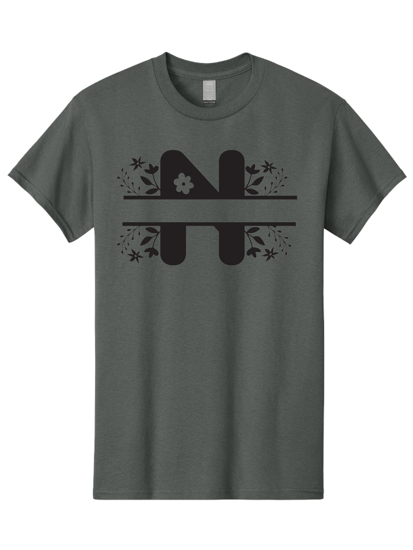 Nt-Logo Men'S Graphic Tee, 100% Cotton, Comfortable Casual Summer Wear, Machine Washable, Stylish Alphabet, Floral Design, Artistic Typography, Decorative Lettering, Elegant Font Style, Creative Graphics, Floral Motifs, Bold Typography, Aad061