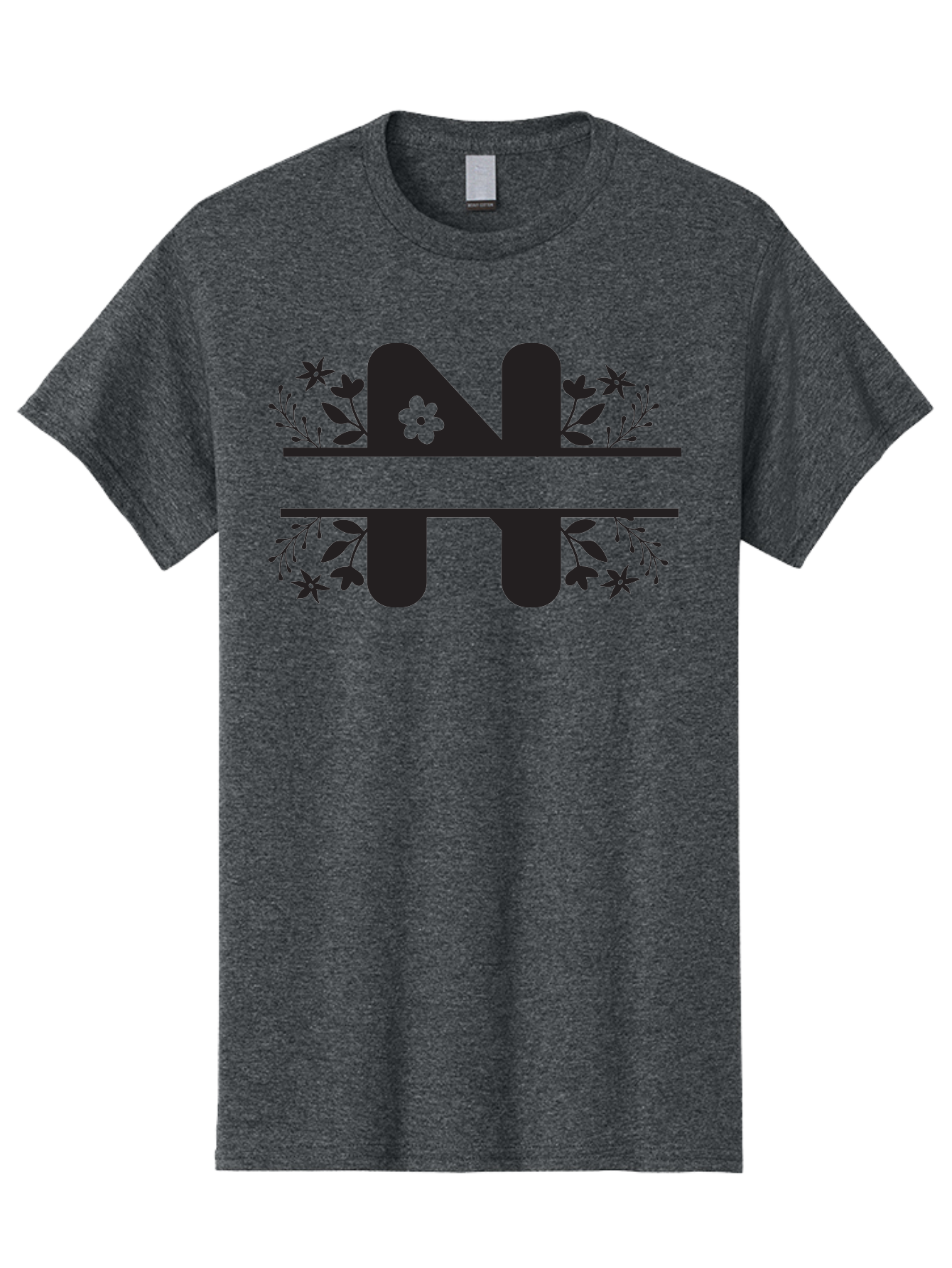 Nt-Logo Men'S Graphic Tee, 100% Cotton, Comfortable Casual Summer Wear, Machine Washable, Stylish Alphabet, Floral Design, Artistic Typography, Decorative Lettering, Elegant Font Style, Creative Graphics, Floral Motifs, Bold Typography, Aad061