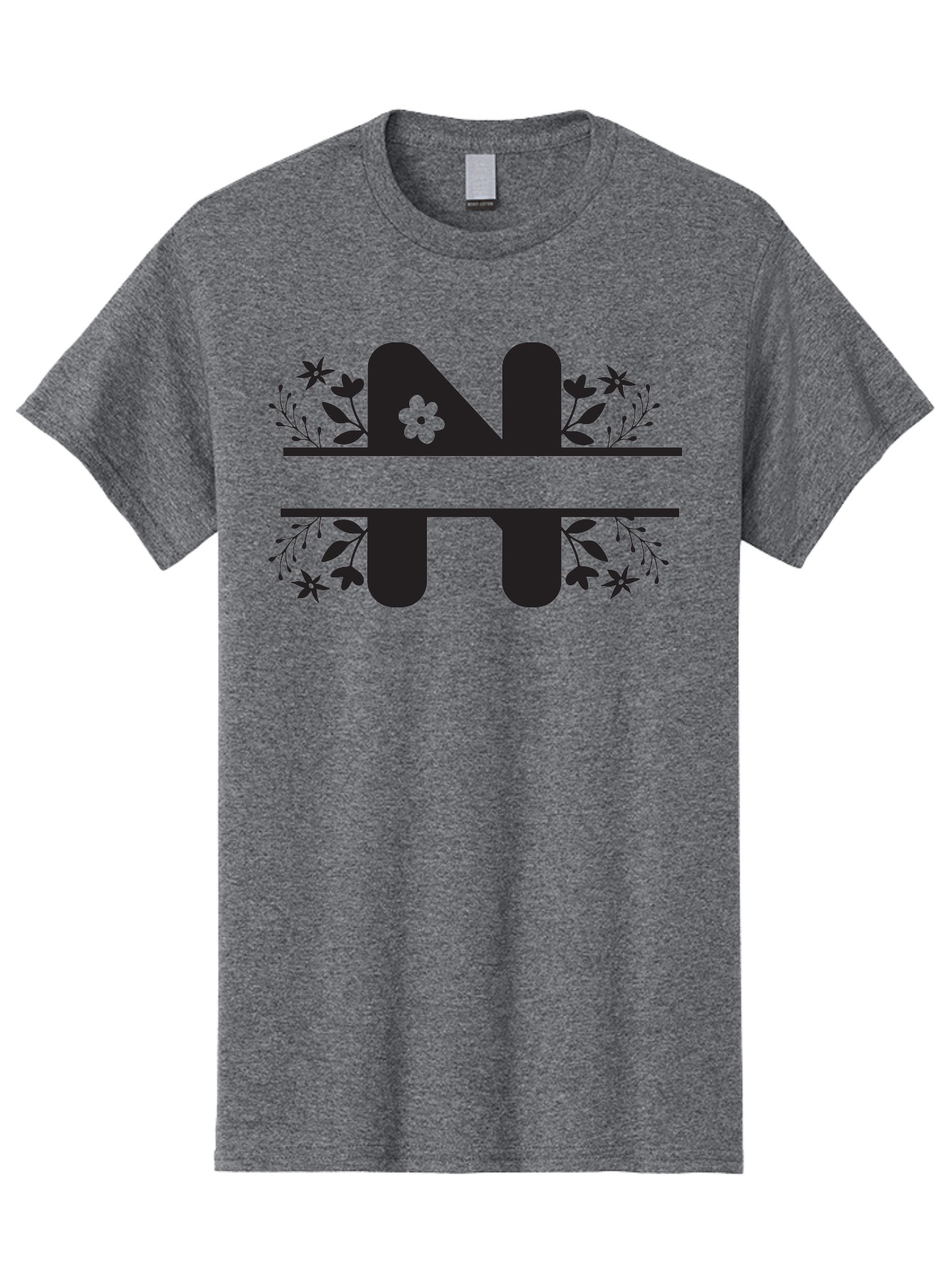 Nt-Logo Men'S Graphic Tee, 100% Cotton, Comfortable Casual Summer Wear, Machine Washable, Stylish Alphabet, Floral Design, Artistic Typography, Decorative Lettering, Elegant Font Style, Creative Graphics, Floral Motifs, Bold Typography, Aad061