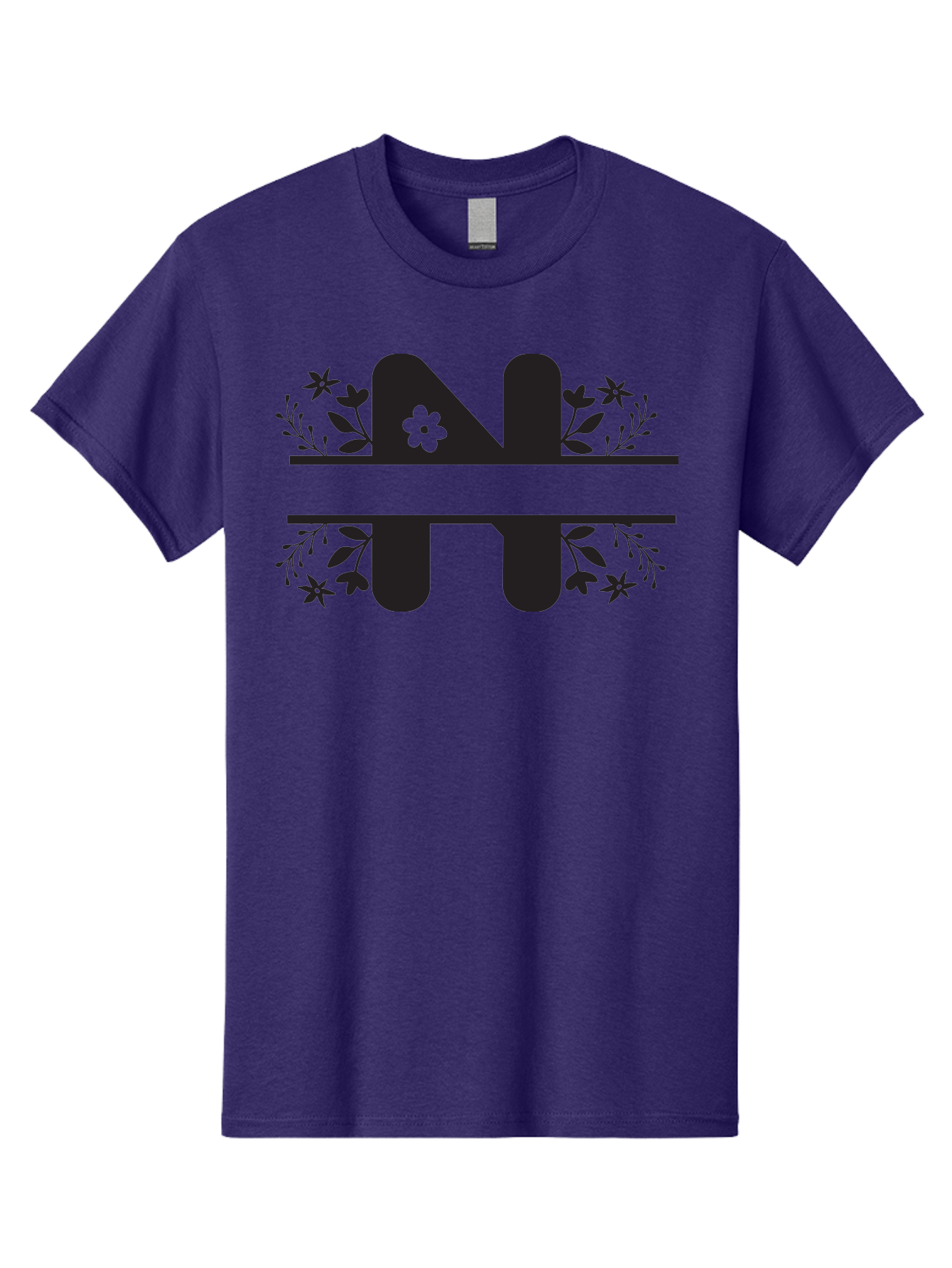 Nt-Logo Men'S Graphic Tee, 100% Cotton, Comfortable Casual Summer Wear, Machine Washable, Stylish Alphabet, Floral Design, Artistic Typography, Decorative Lettering, Elegant Font Style, Creative Graphics, Floral Motifs, Bold Typography, Aad061