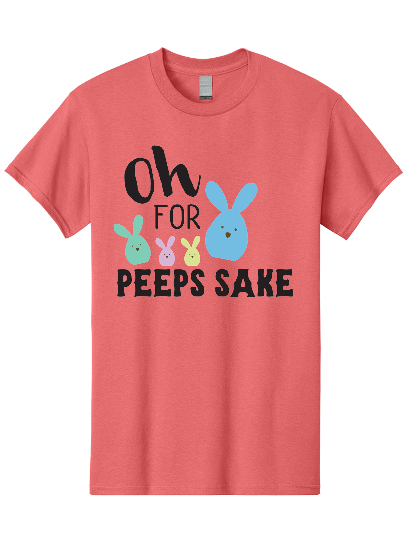 Oh-For-Peeps-Sake Men'S Graphic Tee, 100% Cotton, Comfortable Casual Summer Wear, Machine Washable, Easter Bunnies, Pastel Colors, Cute Cartoon Characters, Funny Easter Quote, Peeps Candy, Bunny Love, Easter Fun, Spring Vibes Aad067