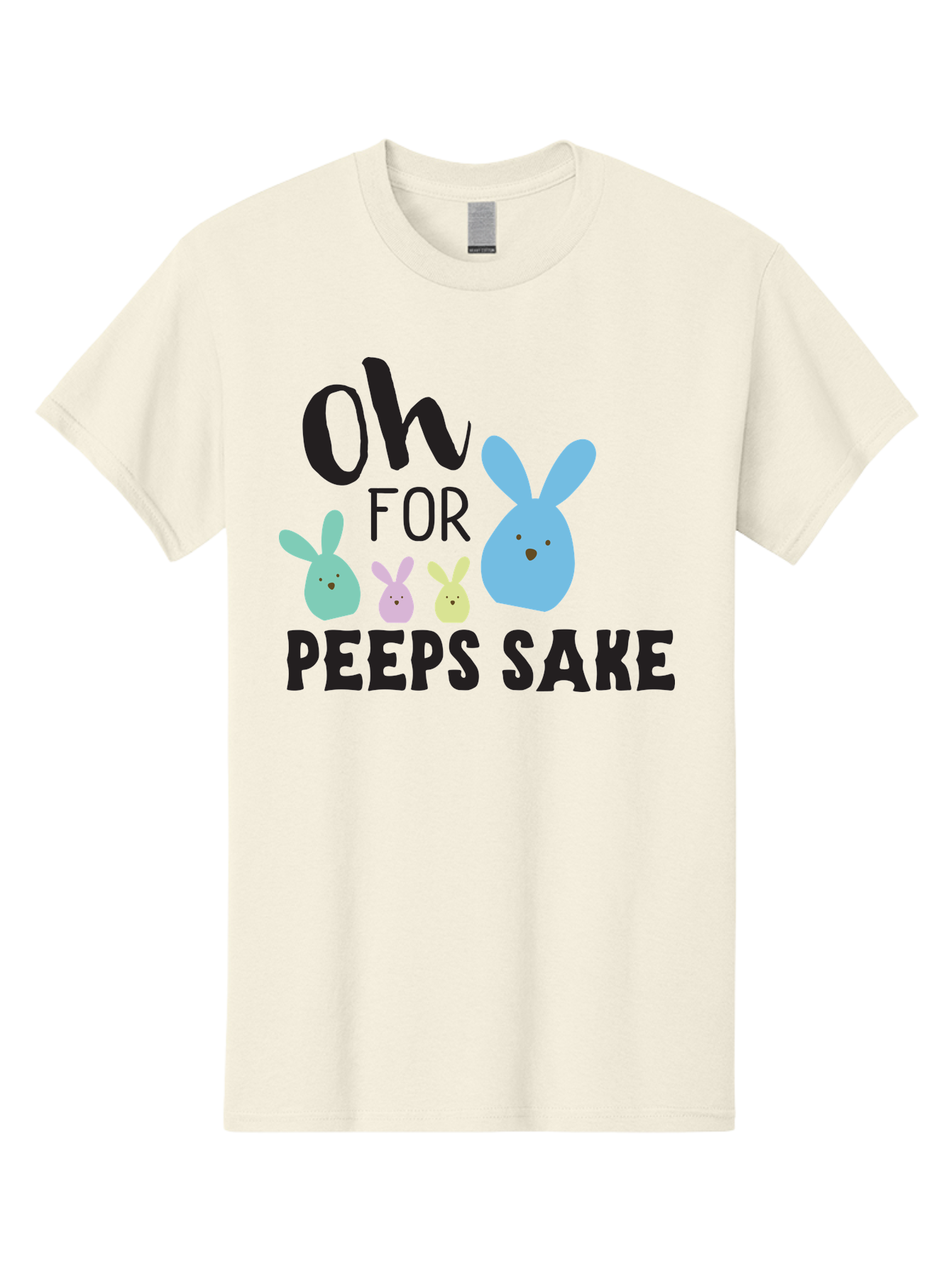 Oh-For-Peeps-Sake Men'S Graphic Tee, 100% Cotton, Comfortable Casual Summer Wear, Machine Washable, Easter Bunnies, Pastel Colors, Cute Cartoon Characters, Funny Easter Quote, Peeps Candy, Bunny Love, Easter Fun, Spring Vibes Aad067