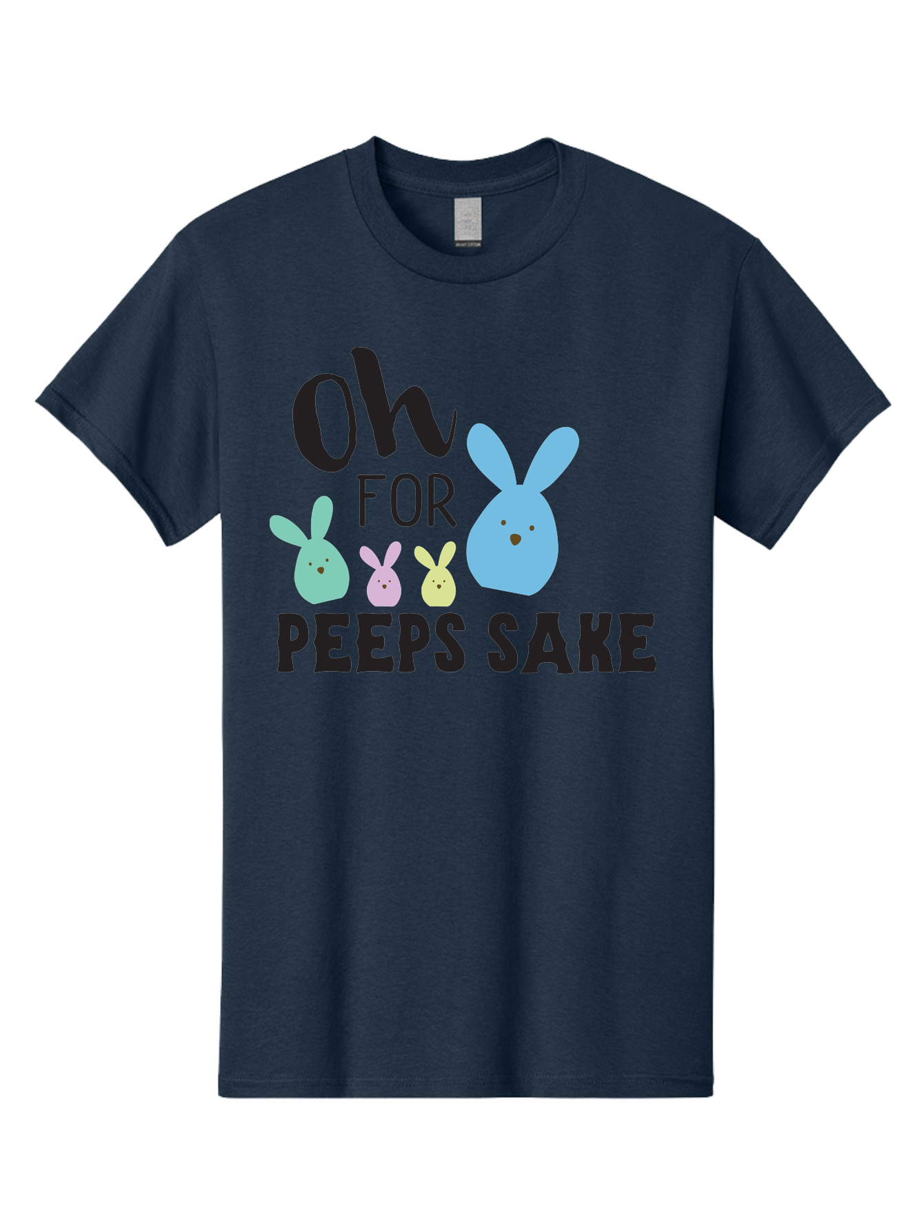Oh-For-Peeps-Sake Men'S Graphic Tee, 100% Cotton, Comfortable Casual Summer Wear, Machine Washable, Easter Bunnies, Pastel Colors, Cute Cartoon Characters, Funny Easter Quote, Peeps Candy, Bunny Love, Easter Fun, Spring Vibes Aad067