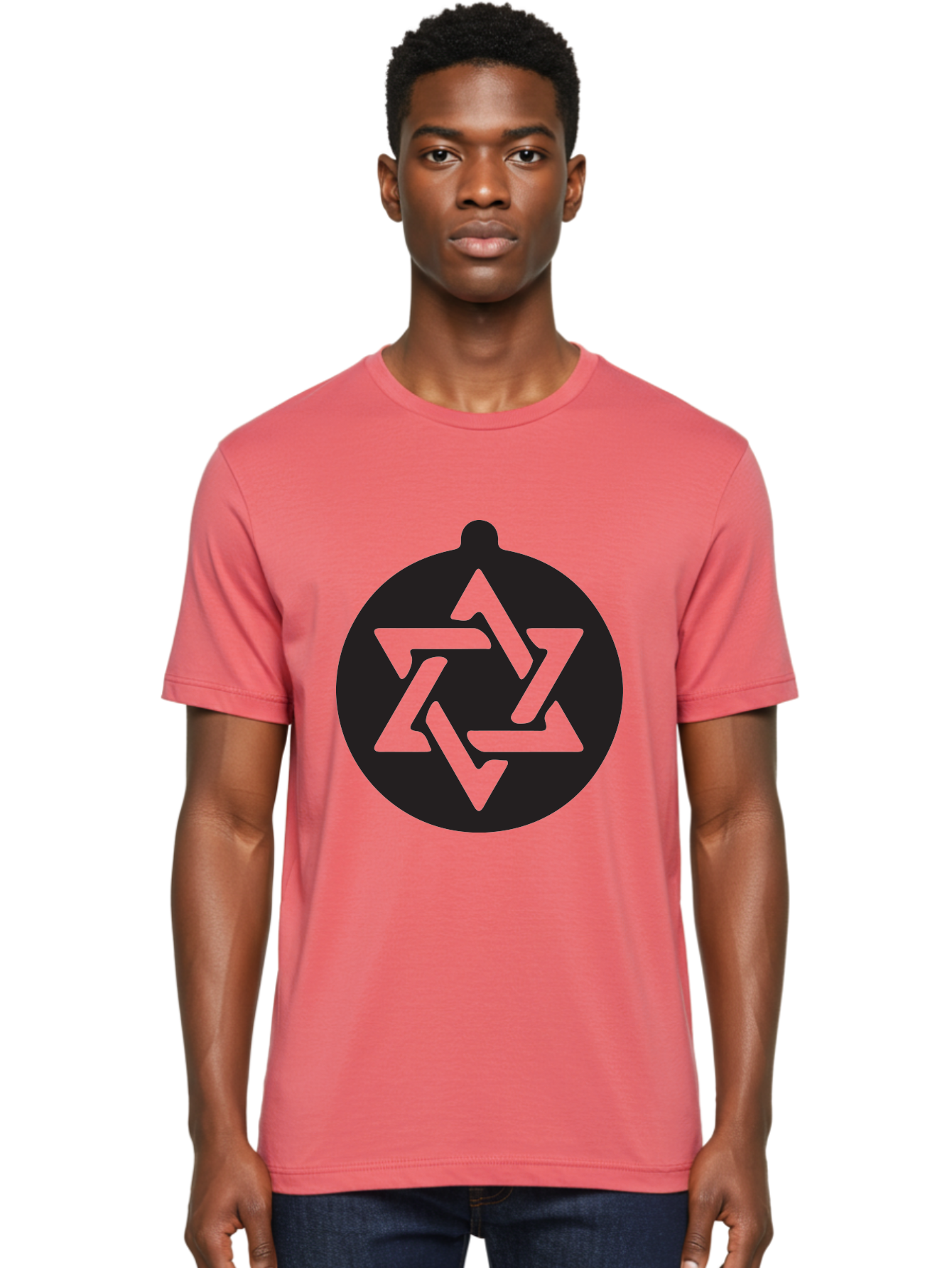 Om Men'S Graphic Tee, 100% Cotton, Comfortable Casual Summer Wear, Machine Washable, Star Of David Symbol, Jewish Heritage, Six-Pointed Star, Geometric Shape, Cultural Icon, Religious Emblem, Abstract Design Aad069
