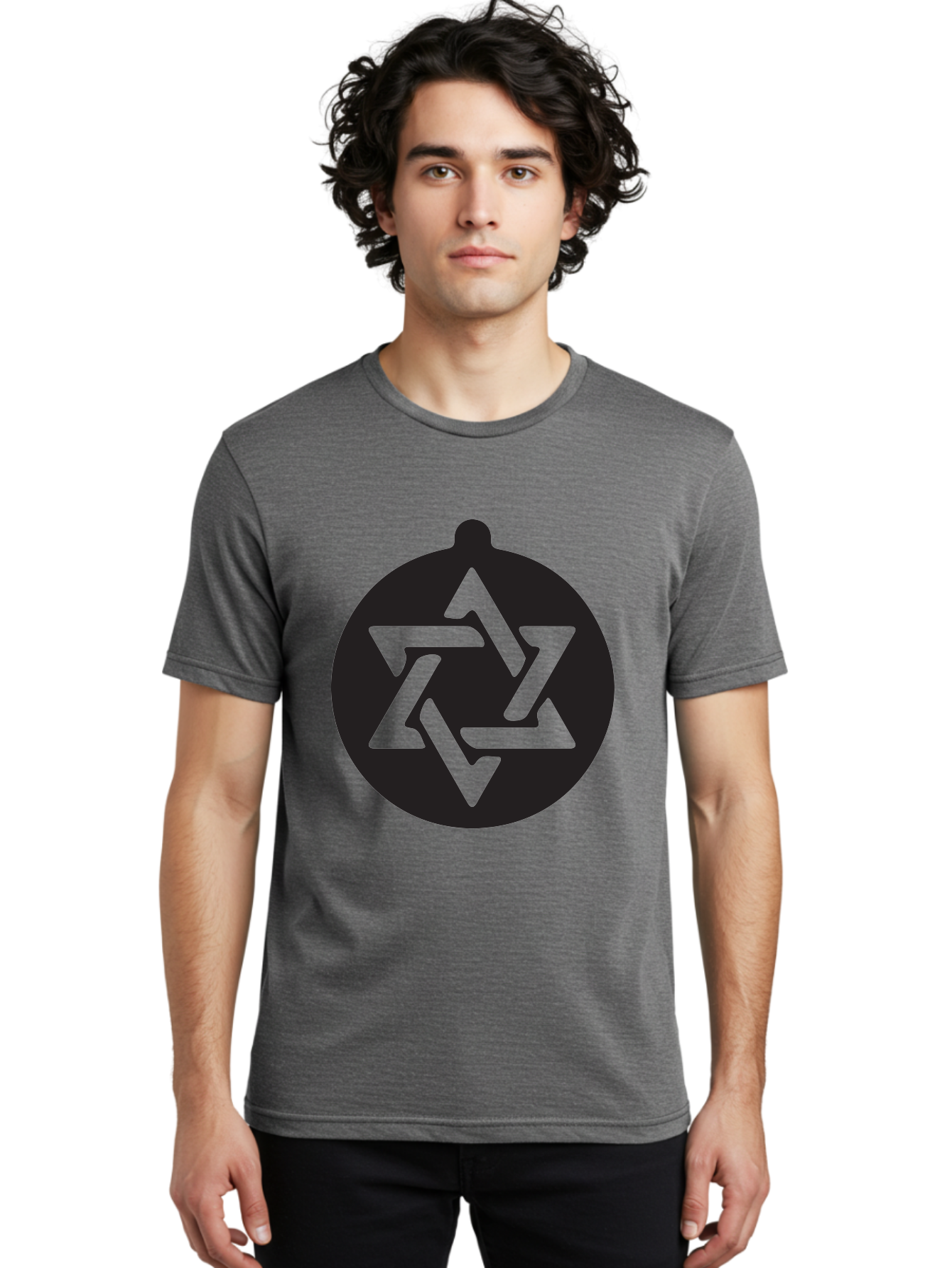 Om Men'S Graphic Tee, 100% Cotton, Comfortable Casual Summer Wear, Machine Washable, Star Of David Symbol, Jewish Heritage, Six-Pointed Star, Geometric Shape, Cultural Icon, Religious Emblem, Abstract Design Aad069