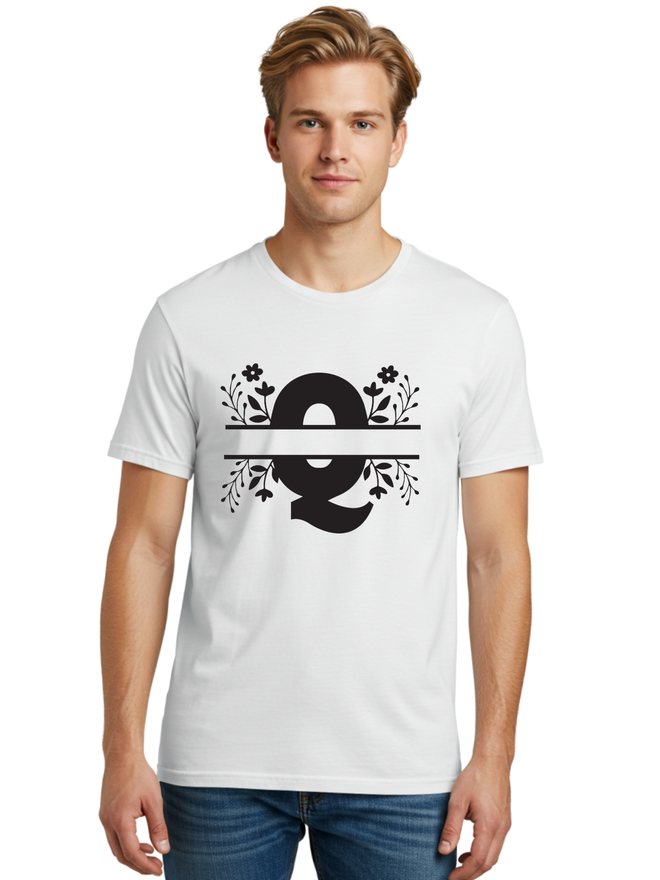 Omega-Symbol Men'S Graphic Tee, 100% Cotton, Comfortable Casual Summer Wear, Machine Washable, Omega Symbol, Greek Alphabet, Floral Elements, Greek Letter, Botanical Design, Logo Inspiration, Typography, Elegant Design, Symbolic Representation Aad070
