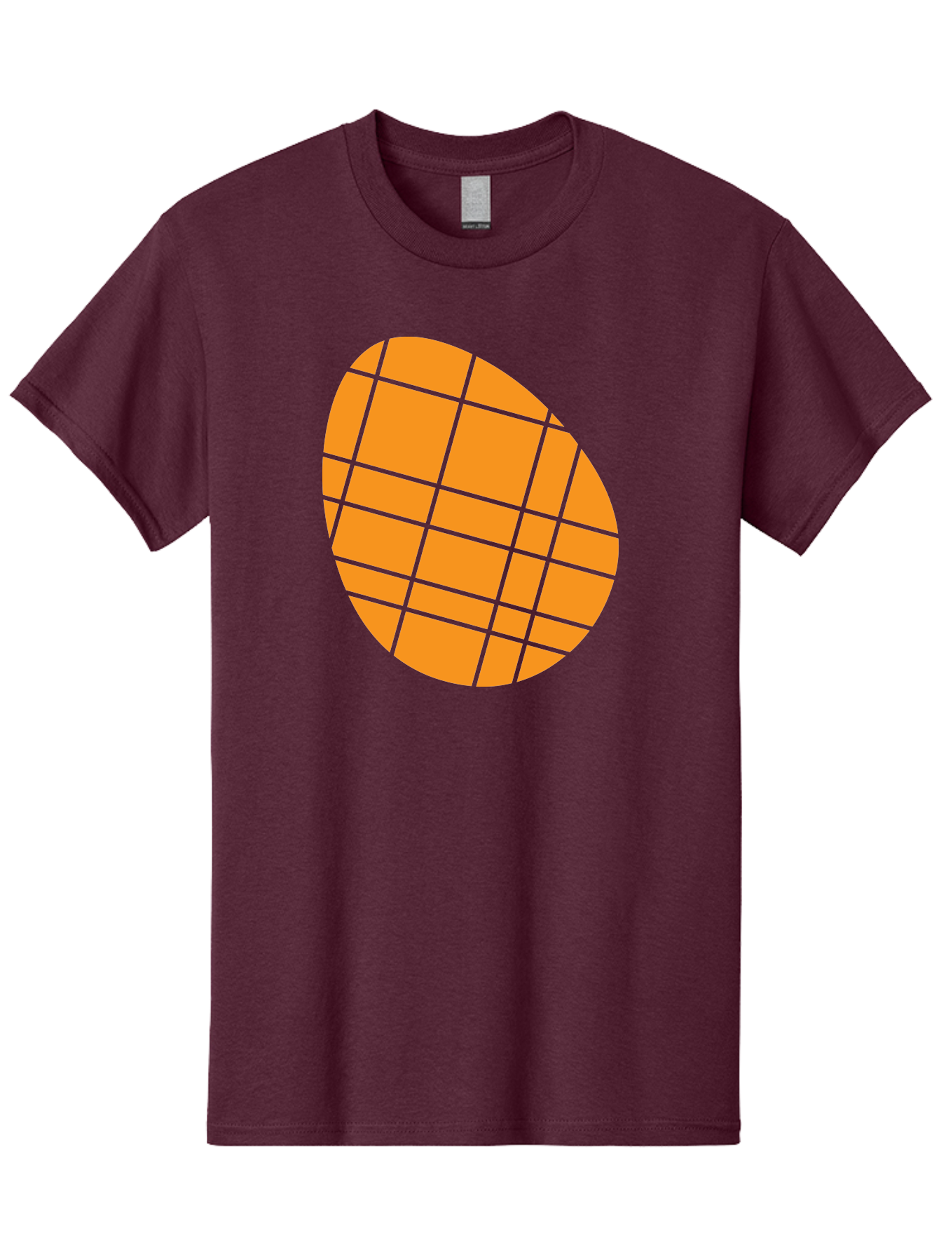 Orange-Grid-Circle Men'S Graphic Tee, 100% Cotton, Comfortable Casual Summer Wear, Machine Washable, Orange Circle, Grid Pattern, Neon Green Grid, Abstract Design, Modern Art, Geometric Shape Aad073