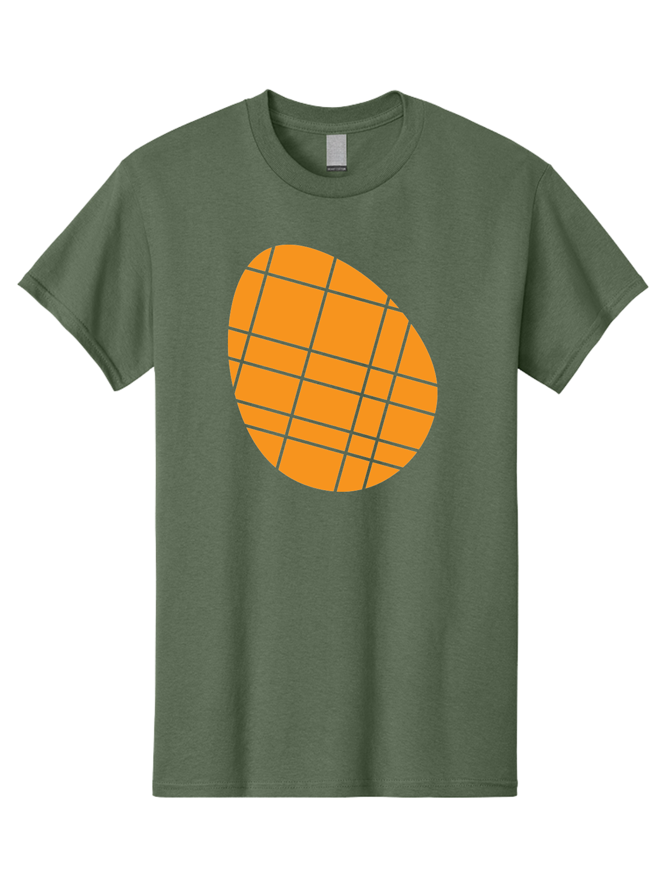 Orange-Grid-Circle Men'S Graphic Tee, 100% Cotton, Comfortable Casual Summer Wear, Machine Washable, Orange Circle, Grid Pattern, Neon Green Grid, Abstract Design, Modern Art, Geometric Shape Aad073