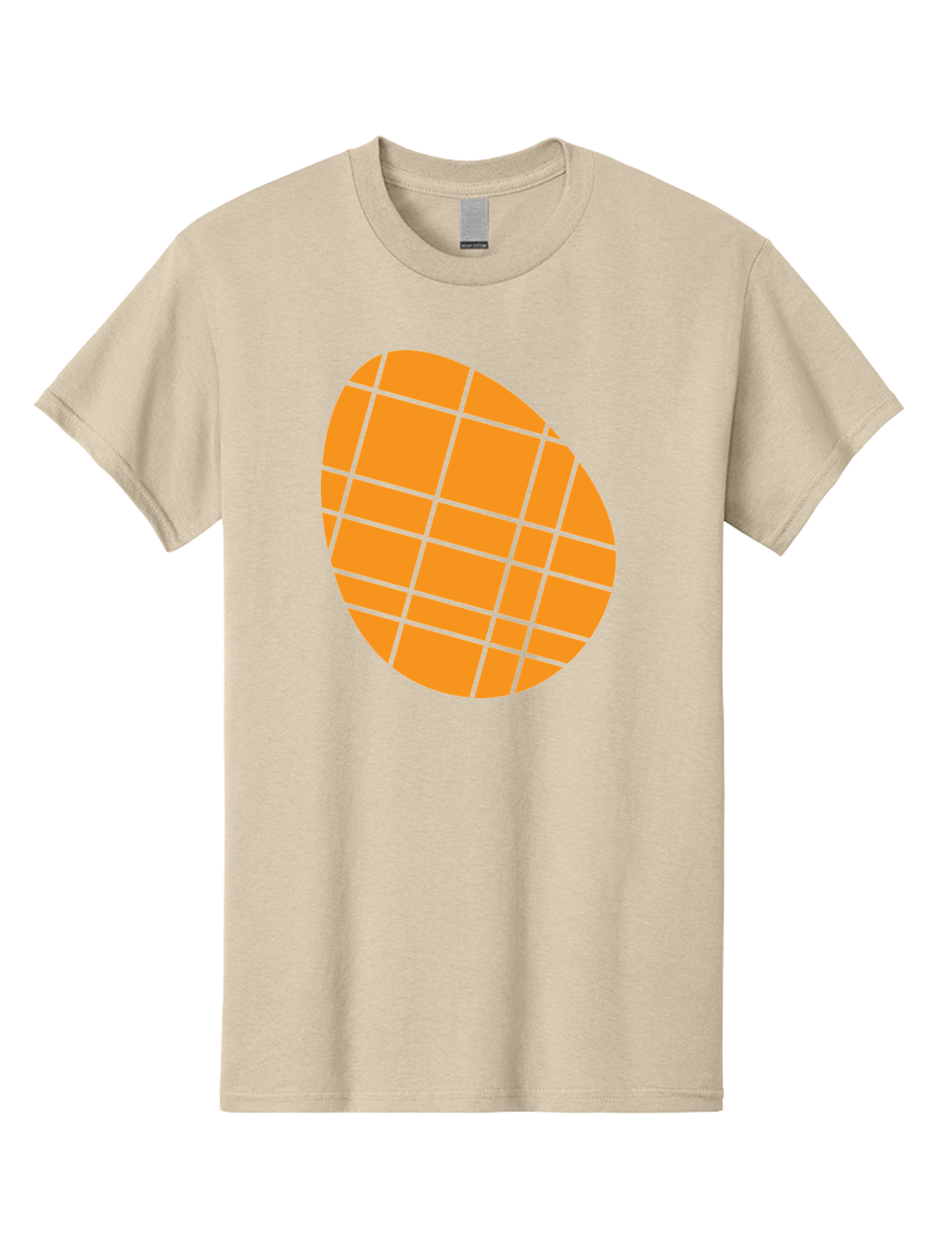 Orange-Grid-Circle Men'S Graphic Tee, 100% Cotton, Comfortable Casual Summer Wear, Machine Washable, Orange Circle, Grid Pattern, Neon Green Grid, Abstract Design, Modern Art, Geometric Shape Aad073