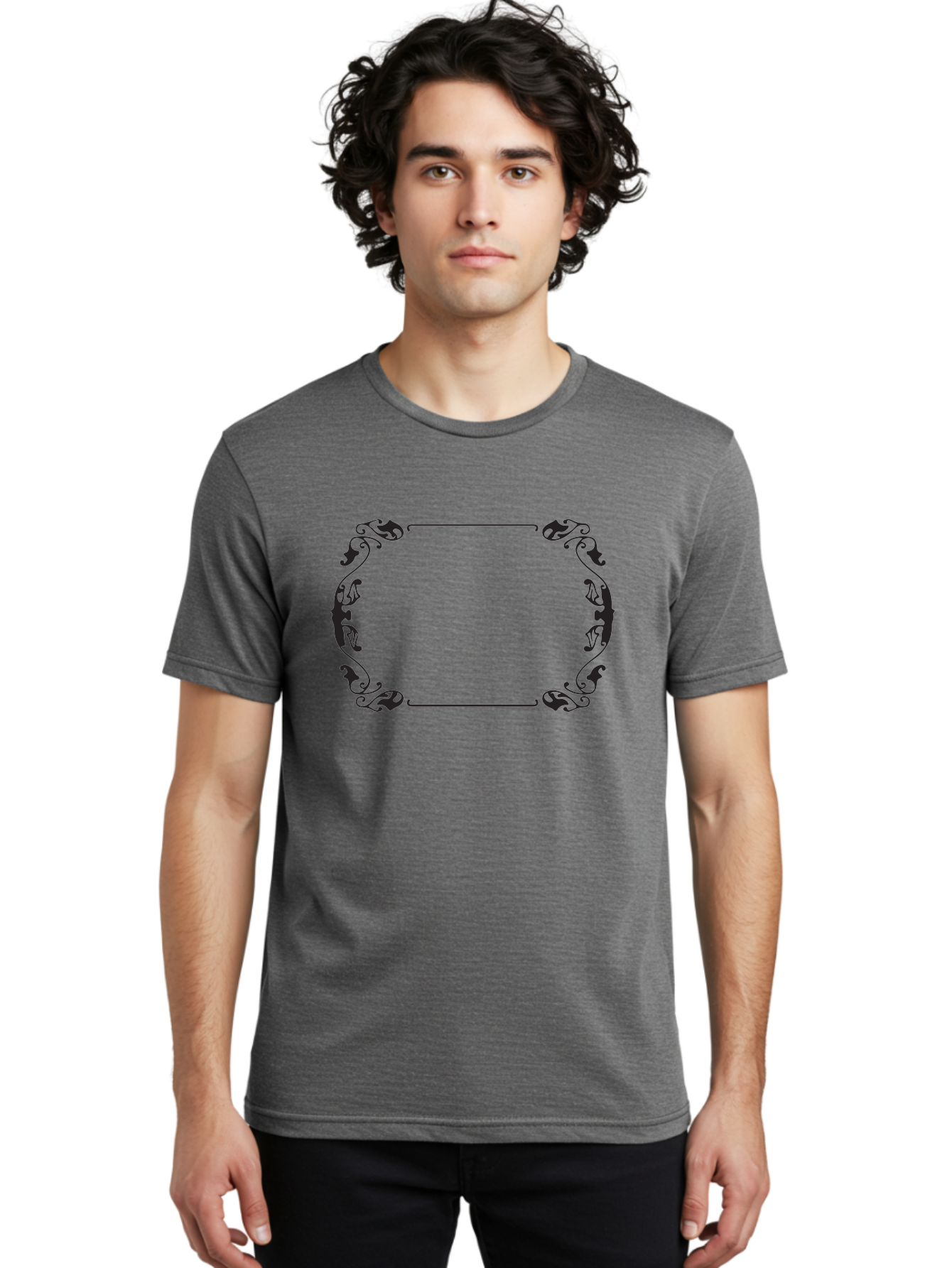 Ornate-Frame-1 Men'S Graphic Tee, 100% Cotton, Comfortable Casual Summer Wear, Machine Washable, Ornate Frame, Decorative Border, Vintage Design, Elegant Frame, Classic Ornamentation, Luxurious Decor, Intricate Details, Symmetrical Pattern, Aad077