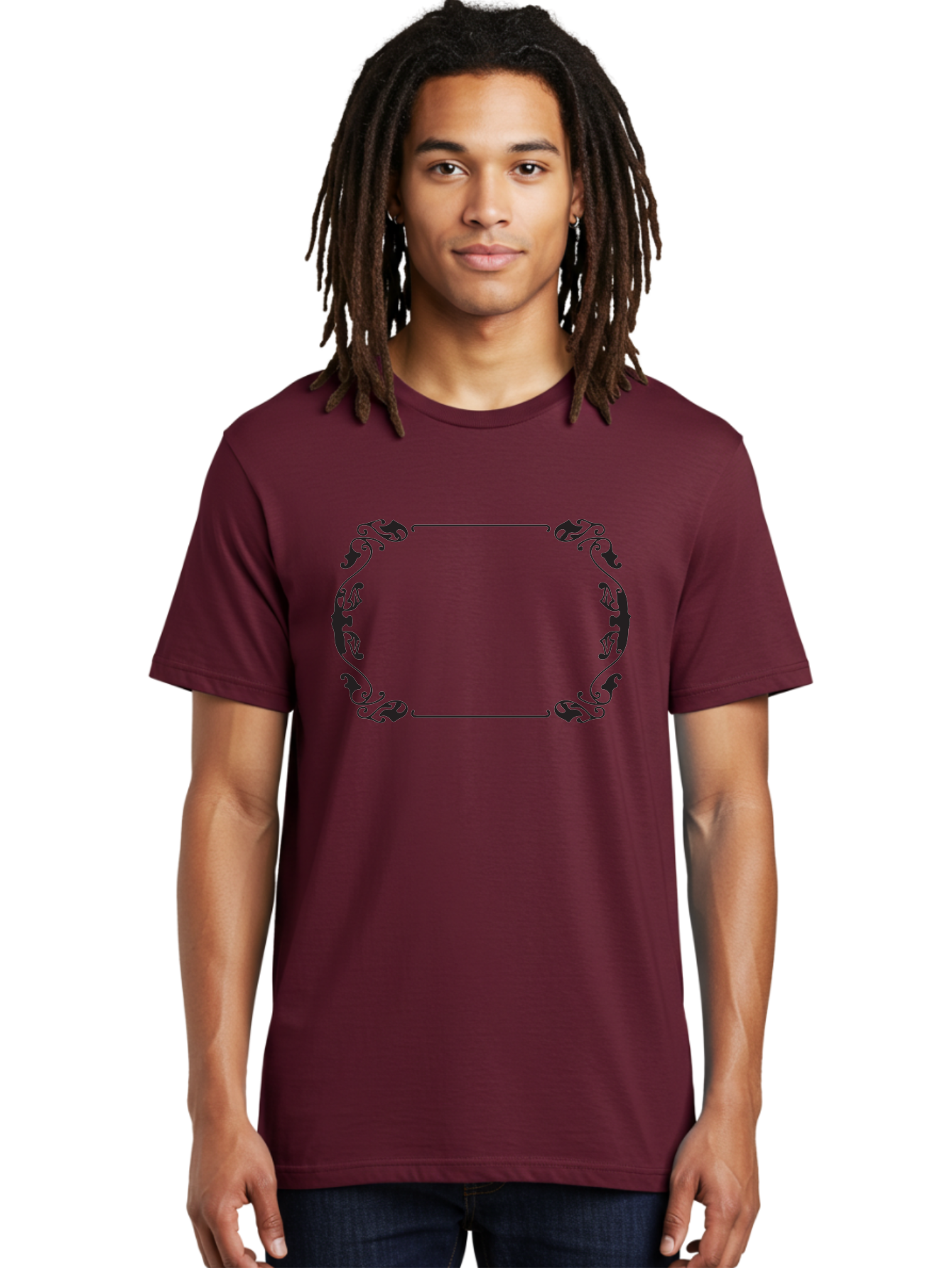 Ornate-Frame-1 Men'S Graphic Tee, 100% Cotton, Comfortable Casual Summer Wear, Machine Washable, Ornate Frame, Decorative Border, Vintage Design, Elegant Frame, Classic Ornamentation, Luxurious Decor, Intricate Details, Symmetrical Pattern, Aad077