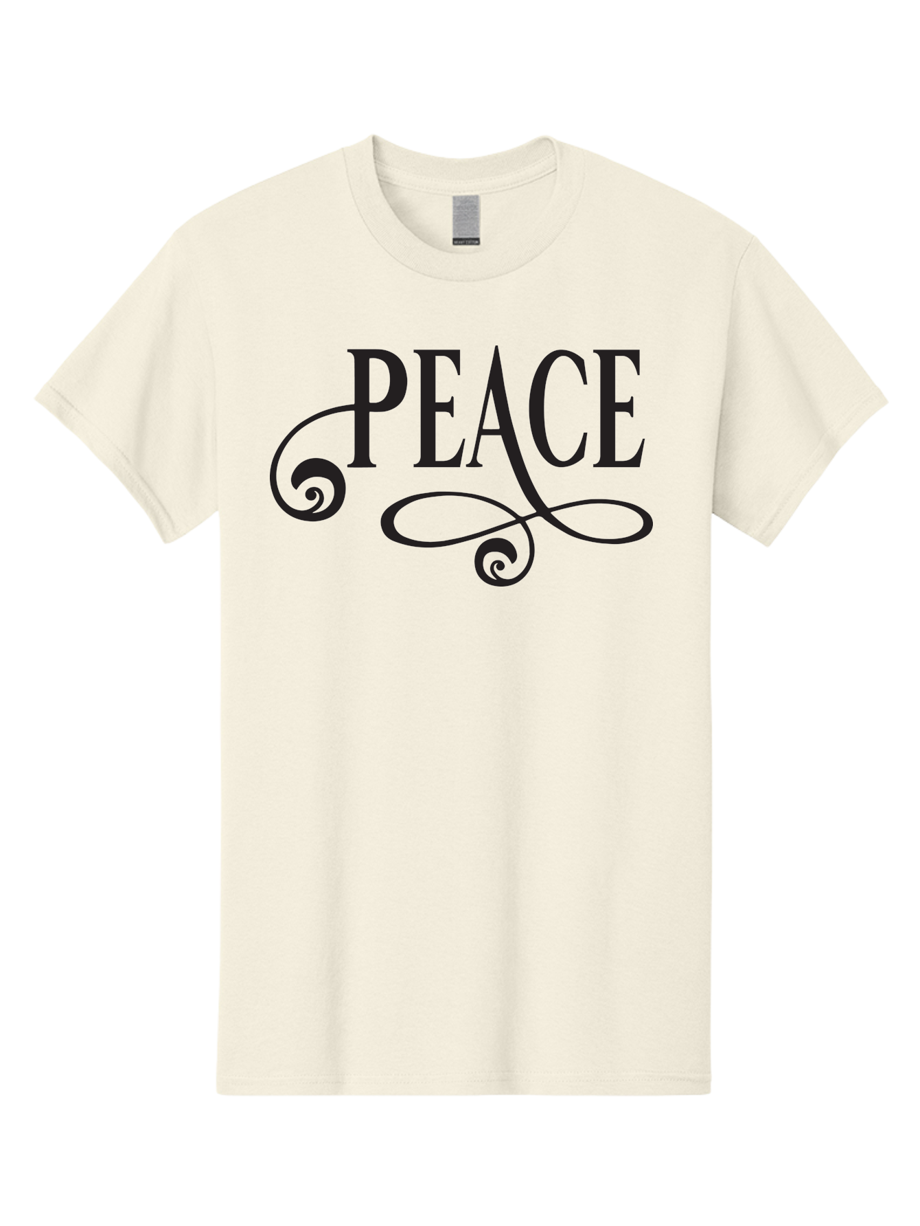 Peace Men'S Graphic Tee, 100% Cotton, Comfortable Casual Summer Wear, Machine Washable, Peace Symbol, Calm Atmosphere, Serene Environment, Tranquil Vibes, Harmony, Decorative Text, Elegant Typography, Inspiring Quote Aad085