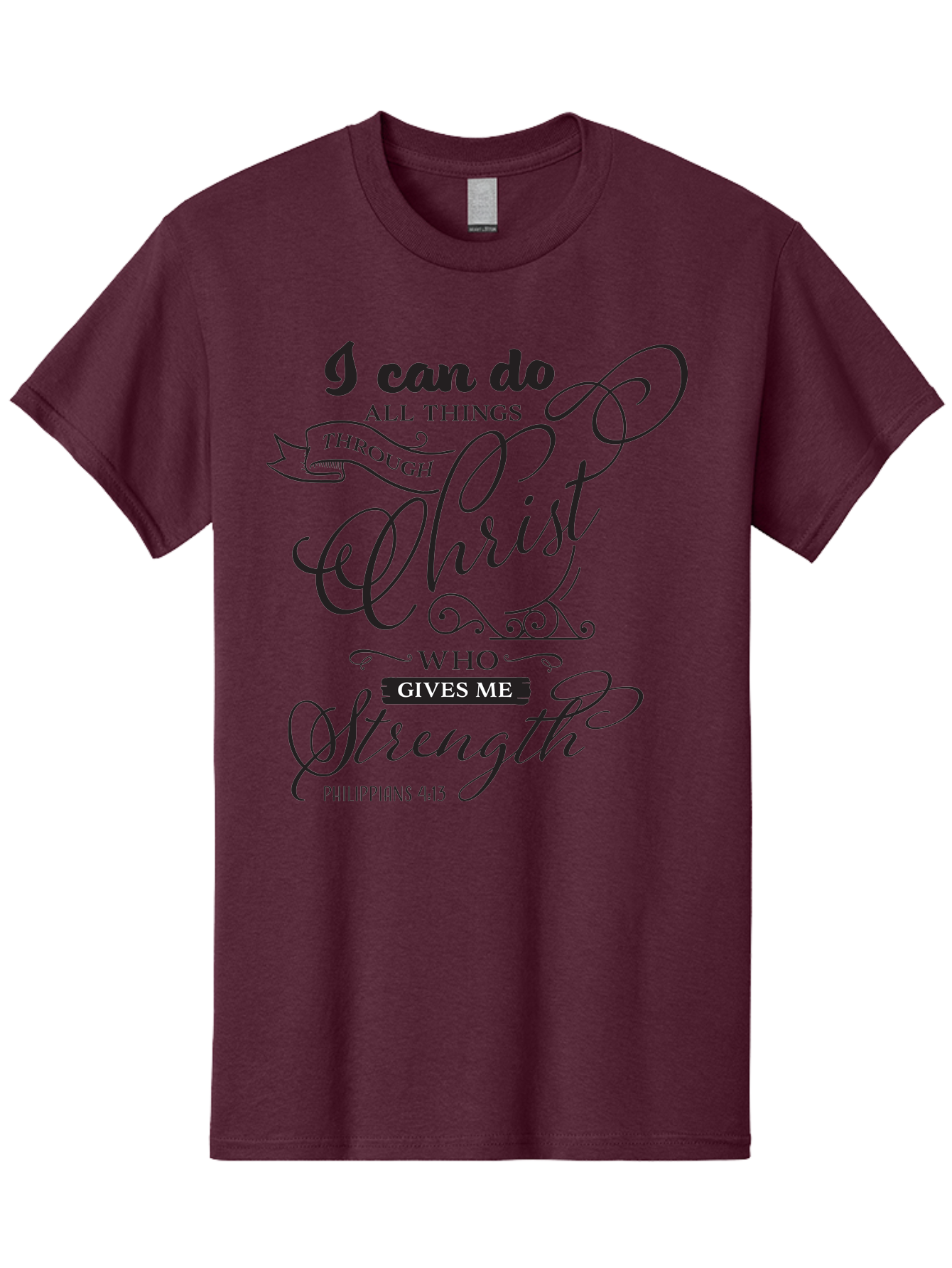 Philippians-4-13 Men'S Graphic Tee, 100% Cotton, Comfortable Casual Summer Wear, Machine Washable, Inspirational Quote, Motivational Scripture, Philippians 4:13, Faith-Based Design, Christian Art, Typographic Poster, Aad088