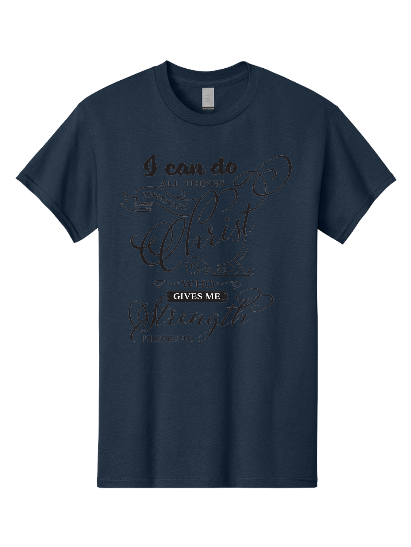 Philippians-4-13 Men'S Graphic Tee, 100% Cotton, Comfortable Casual Summer Wear, Machine Washable, Inspirational Quote, Motivational Scripture, Philippians 4:13, Faith-Based Design, Christian Art, Typographic Poster, Aad088