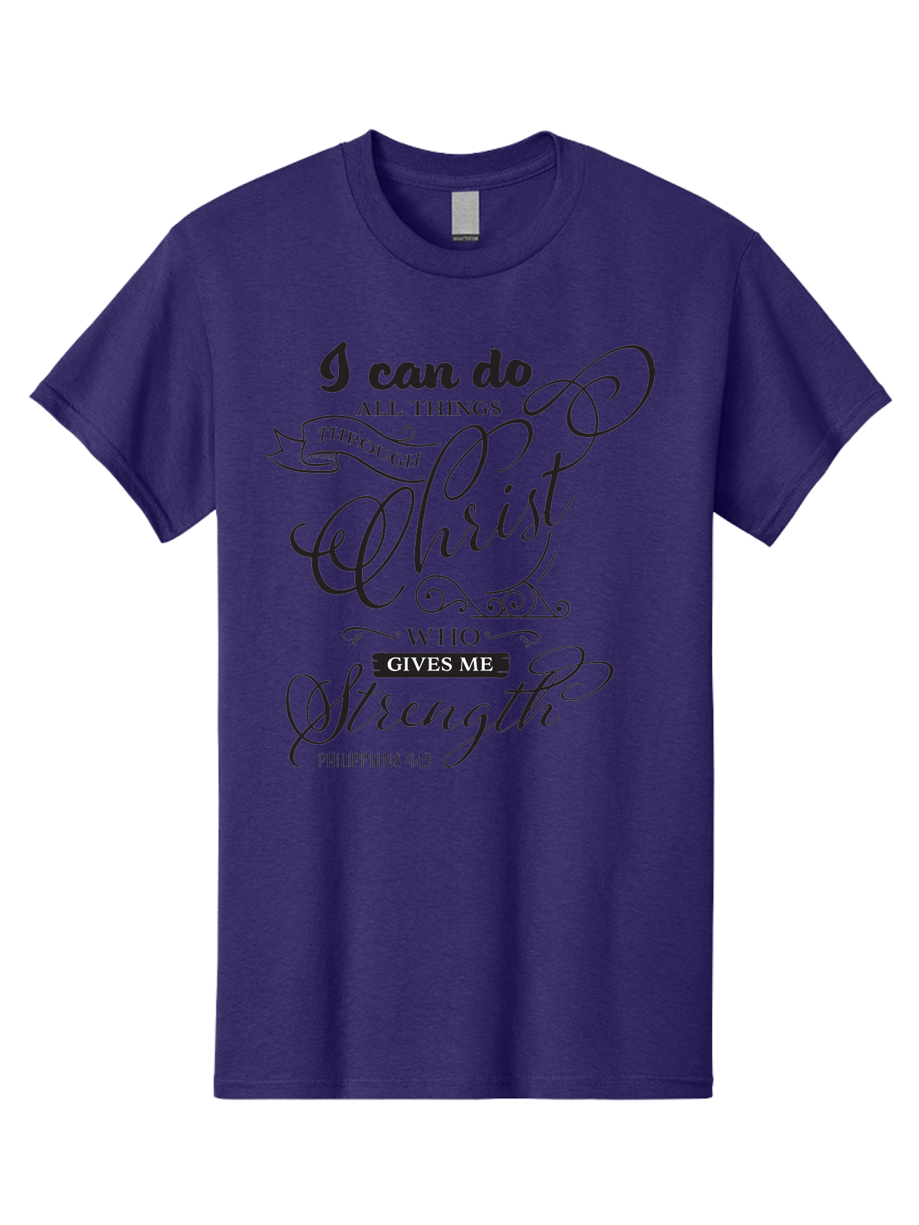 Philippians-4-13 Men'S Graphic Tee, 100% Cotton, Comfortable Casual Summer Wear, Machine Washable, Inspirational Quote, Motivational Scripture, Philippians 4:13, Faith-Based Design, Christian Art, Typographic Poster, Aad088