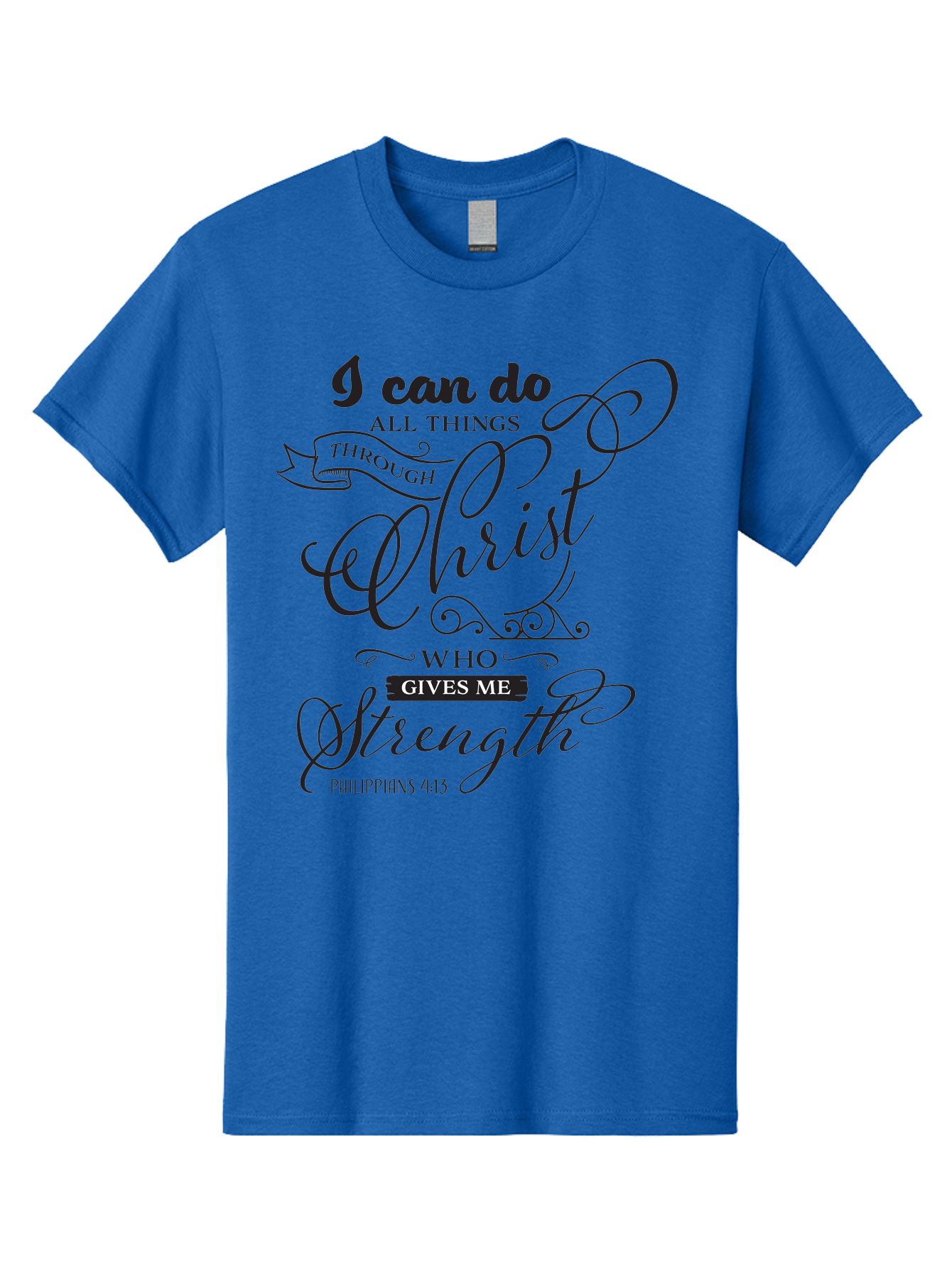 Philippians-4-13 Men'S Graphic Tee, 100% Cotton, Comfortable Casual Summer Wear, Machine Washable, Inspirational Quote, Motivational Scripture, Philippians 4:13, Faith-Based Design, Christian Art, Typographic Poster, Aad088