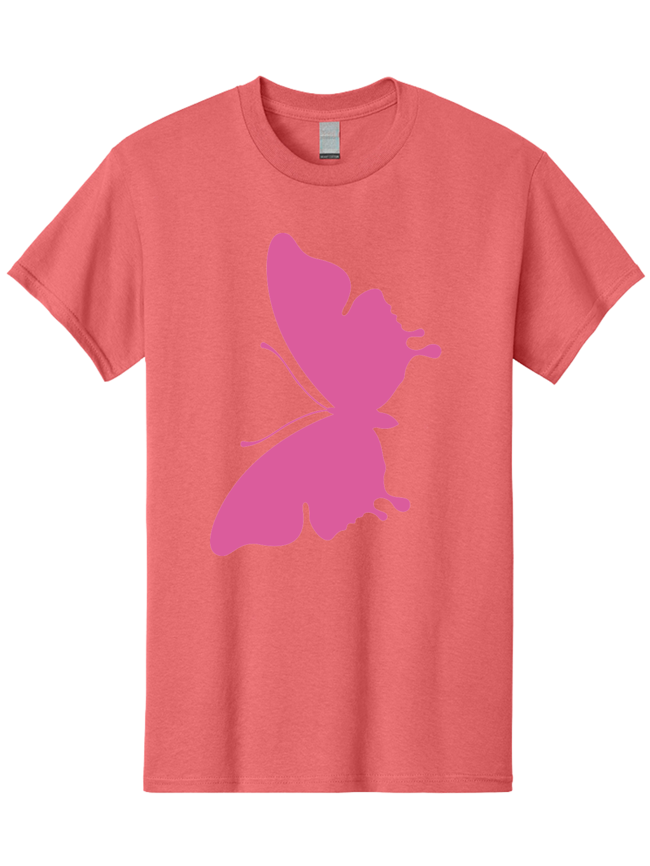 Pink-Butterfly Men'S Graphic Tee, 100% Cotton, Comfortable Casual Summer Wear, Machine Washable, Butterfly Silhouette, Pink Butterfly, Abstract Butterfly, Delicate Wings, Minimalist Design, Vibrant Pink Color, Bold Silhouette, Aad090
