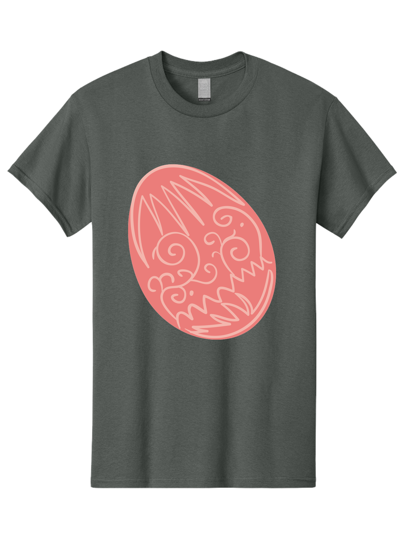 Pink-Dragon-Egg Men'S Graphic Tee, 100% Cotton, Comfortable Casual Summer Wear, Machine Washable, Pink Easter Egg, Dragon Design, White Line Art, Festive Decoration, Spring Celebration, Easter Symbol, Cute Illustration Aad091