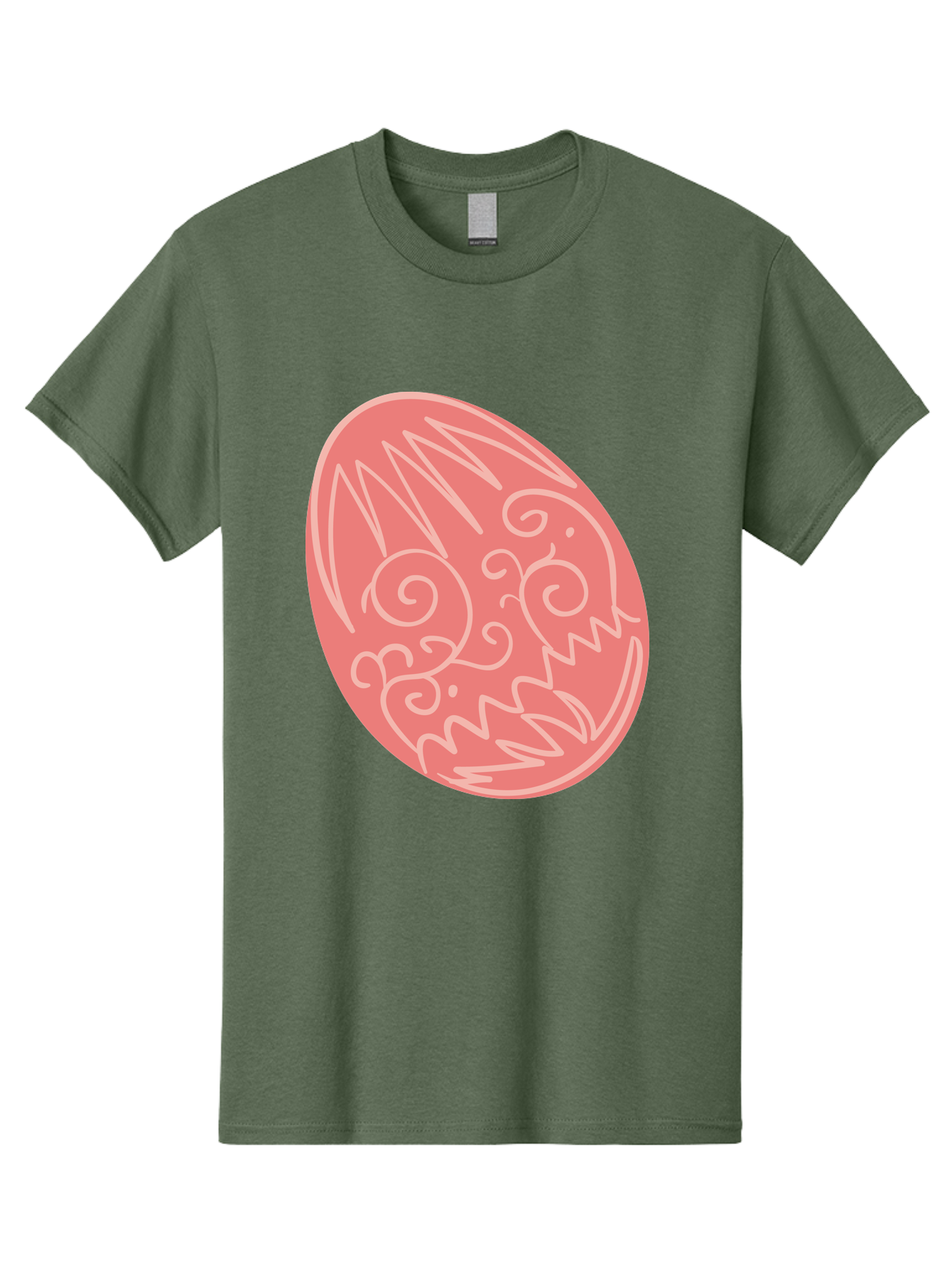 Pink-Dragon-Egg Men'S Graphic Tee, 100% Cotton, Comfortable Casual Summer Wear, Machine Washable, Pink Easter Egg, Dragon Design, White Line Art, Festive Decoration, Spring Celebration, Easter Symbol, Cute Illustration Aad091