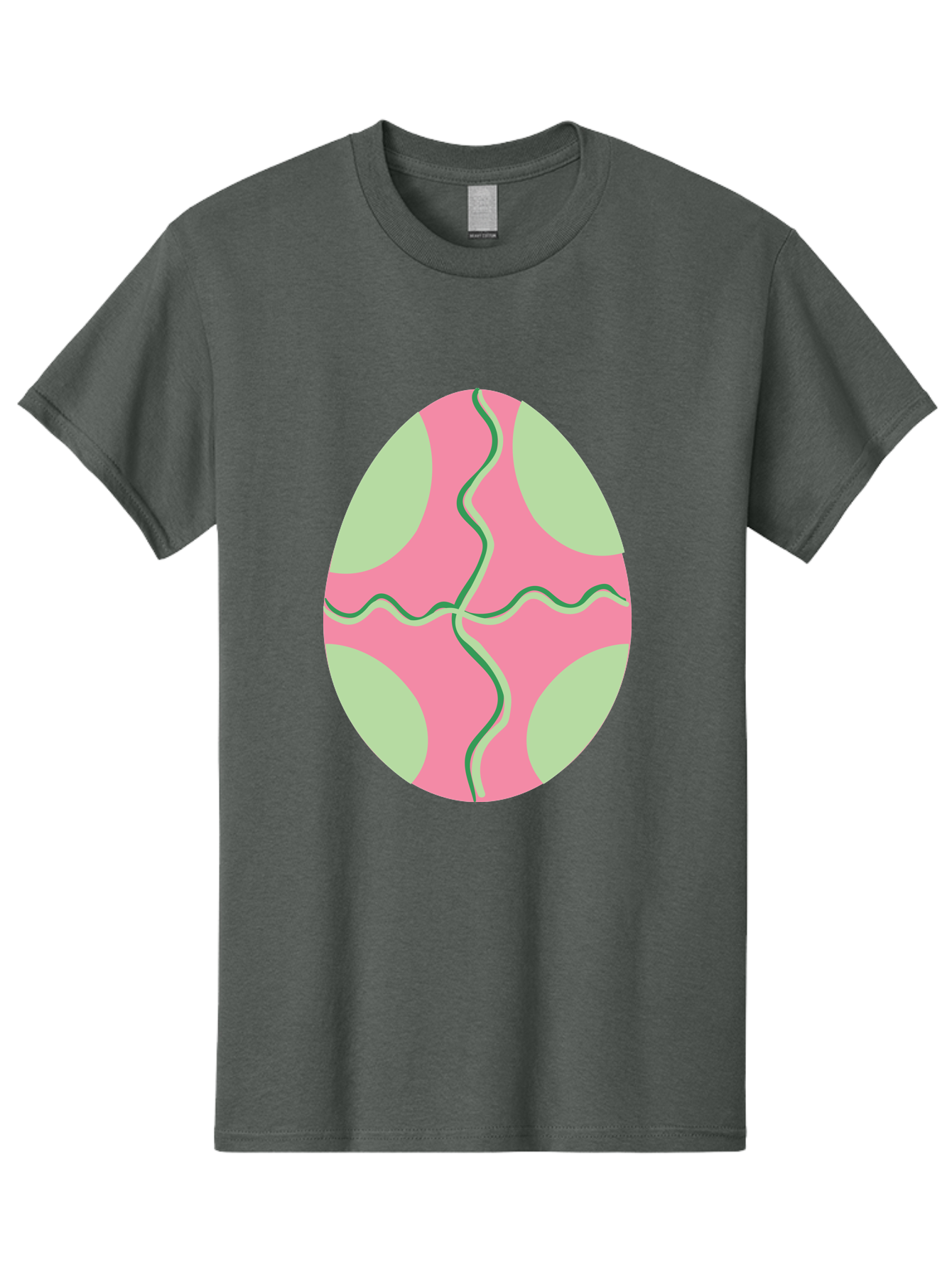 Pink-Easter-Egg Men'S Graphic Tee, 100% Cotton, Comfortable Casual Summer Wear, Machine Washable, Easter Egg Decoration, Cracked Egg Design, Pink And Green Colors, Wavy Crack Lines, Festive Easter Theme, Spring Holiday Symbol Aad093