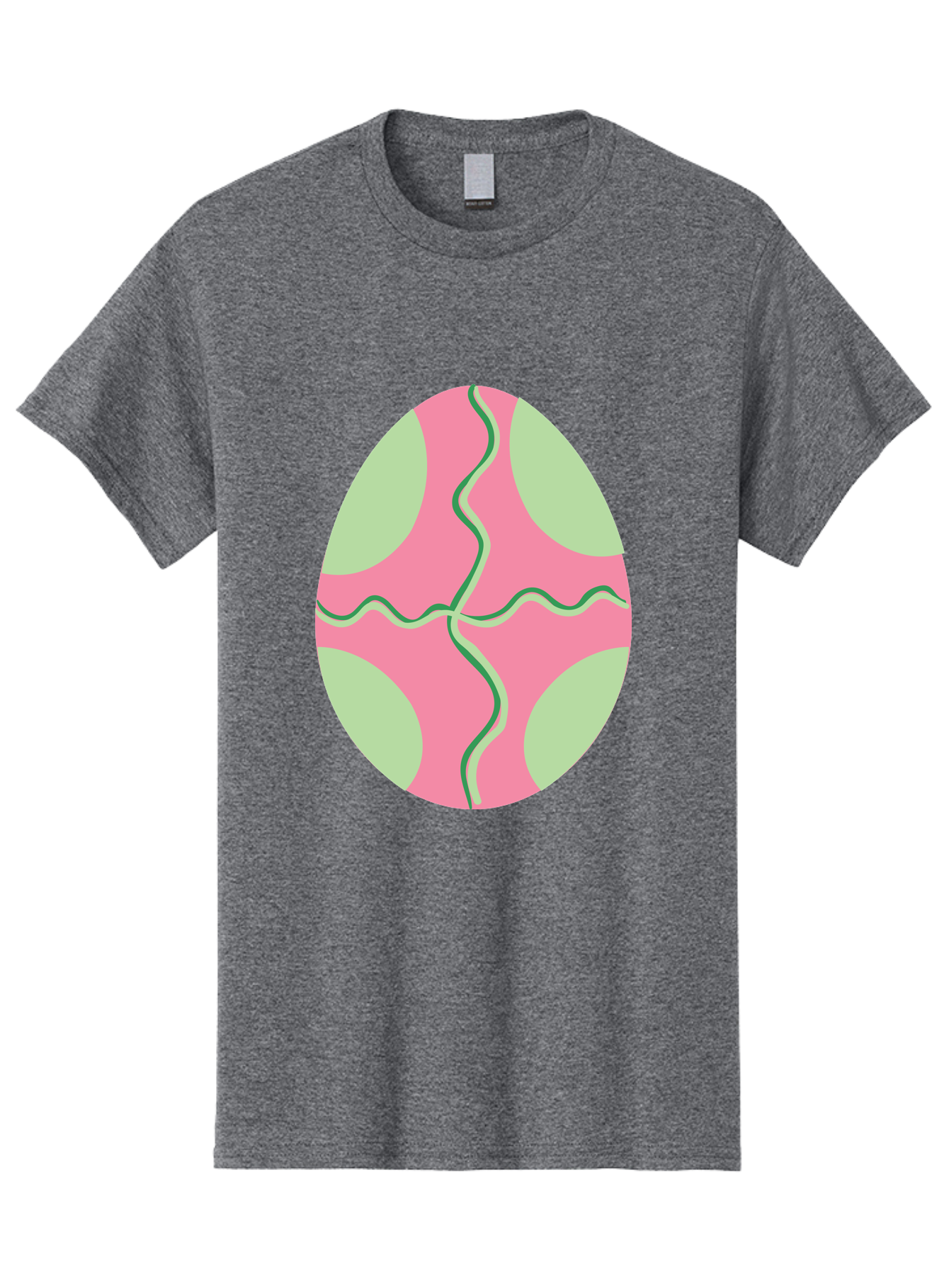 Pink-Easter-Egg Men'S Graphic Tee, 100% Cotton, Comfortable Casual Summer Wear, Machine Washable, Easter Egg Decoration, Cracked Egg Design, Pink And Green Colors, Wavy Crack Lines, Festive Easter Theme, Spring Holiday Symbol Aad093