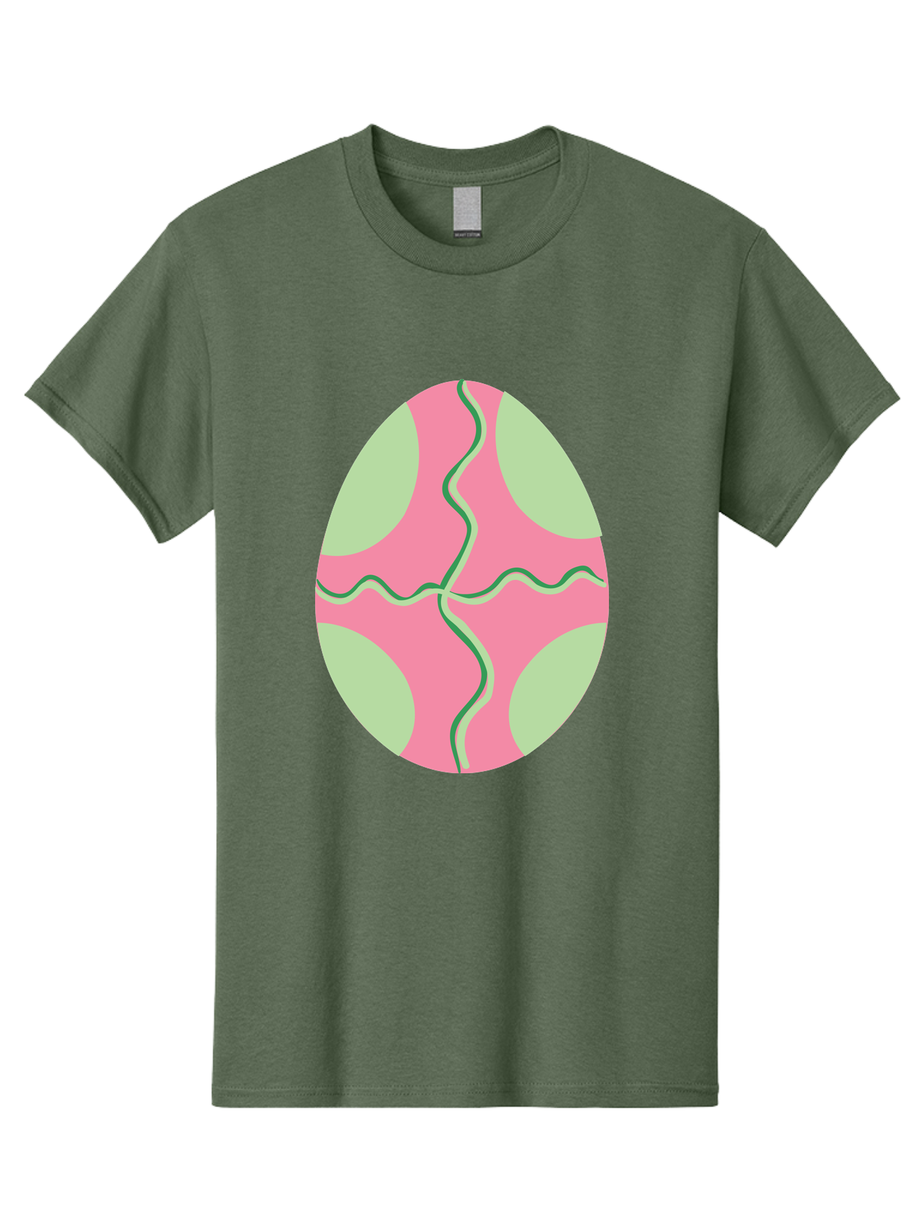 Pink-Easter-Egg Men'S Graphic Tee, 100% Cotton, Comfortable Casual Summer Wear, Machine Washable, Easter Egg Decoration, Cracked Egg Design, Pink And Green Colors, Wavy Crack Lines, Festive Easter Theme, Spring Holiday Symbol Aad093
