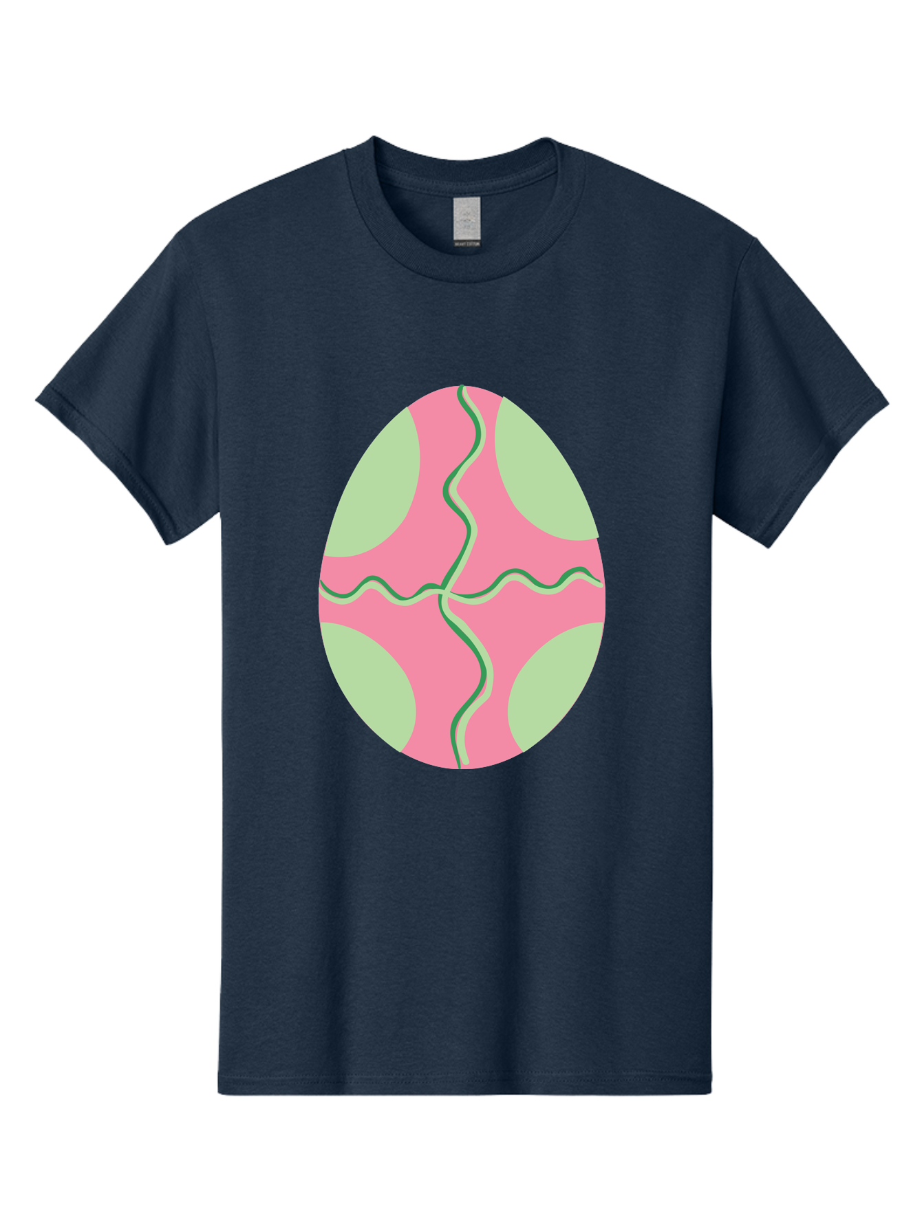 Pink-Easter-Egg Men'S Graphic Tee, 100% Cotton, Comfortable Casual Summer Wear, Machine Washable, Easter Egg Decoration, Cracked Egg Design, Pink And Green Colors, Wavy Crack Lines, Festive Easter Theme, Spring Holiday Symbol Aad093
