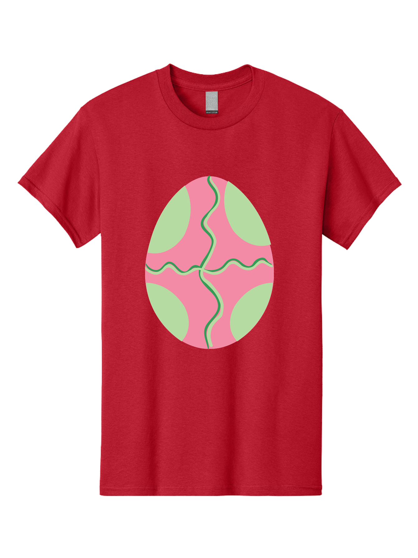 Pink-Easter-Egg Men'S Graphic Tee, 100% Cotton, Comfortable Casual Summer Wear, Machine Washable, Easter Egg Decoration, Cracked Egg Design, Pink And Green Colors, Wavy Crack Lines, Festive Easter Theme, Spring Holiday Symbol Aad093