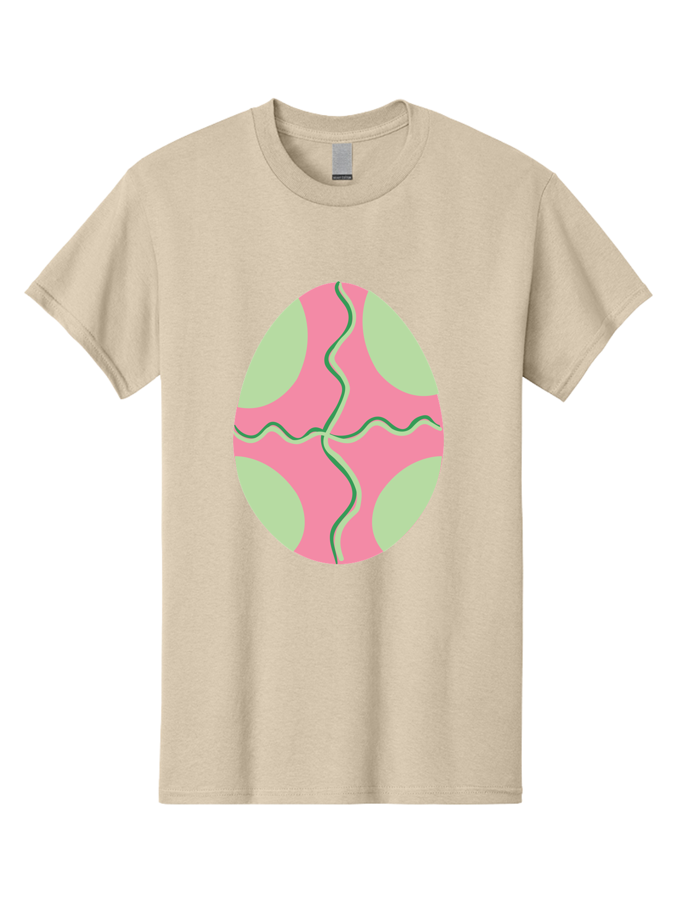Pink-Easter-Egg Men'S Graphic Tee, 100% Cotton, Comfortable Casual Summer Wear, Machine Washable, Easter Egg Decoration, Cracked Egg Design, Pink And Green Colors, Wavy Crack Lines, Festive Easter Theme, Spring Holiday Symbol Aad093