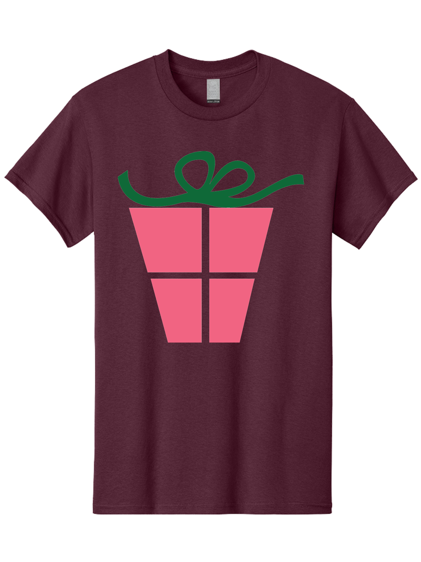 Pink-Gift-Box-With-Ribbon Men'S Graphic Tee, 100% Cotton, Comfortable Casual Summer Wear, Machine Washable, Pink Gift Box, Wrapped Present, Green Ribbon, Festive, Celebration, Party Favor, Gift Giving, Holiday Present Aad094