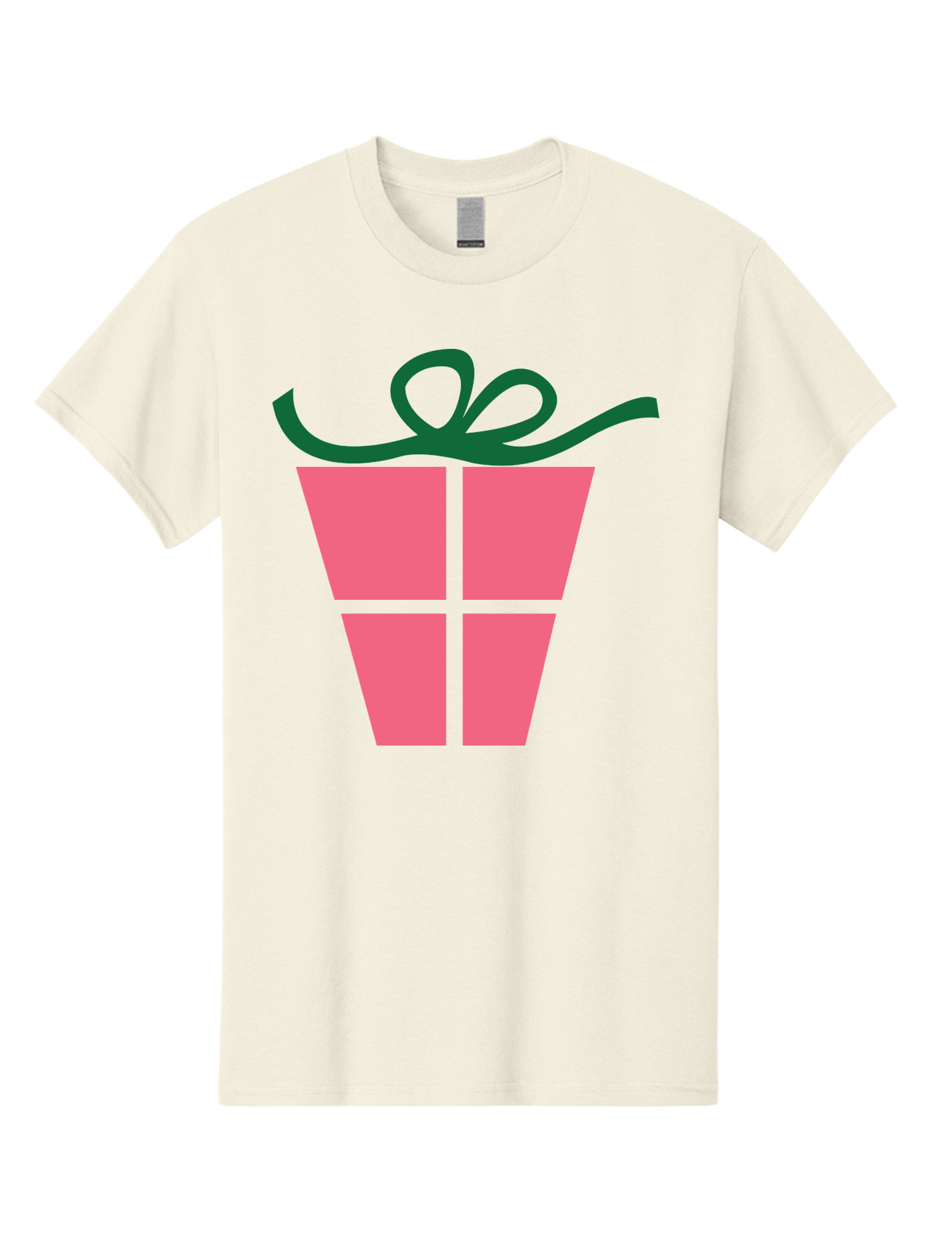 Pink-Gift-Box-With-Ribbon Men'S Graphic Tee, 100% Cotton, Comfortable Casual Summer Wear, Machine Washable, Pink Gift Box, Wrapped Present, Green Ribbon, Festive, Celebration, Party Favor, Gift Giving, Holiday Present Aad094
