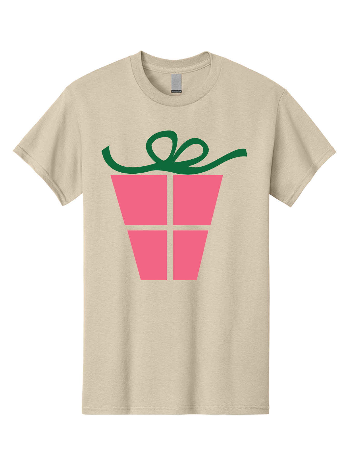 Pink-Gift-Box-With-Ribbon Men'S Graphic Tee, 100% Cotton, Comfortable Casual Summer Wear, Machine Washable, Pink Gift Box, Wrapped Present, Green Ribbon, Festive, Celebration, Party Favor, Gift Giving, Holiday Present Aad094