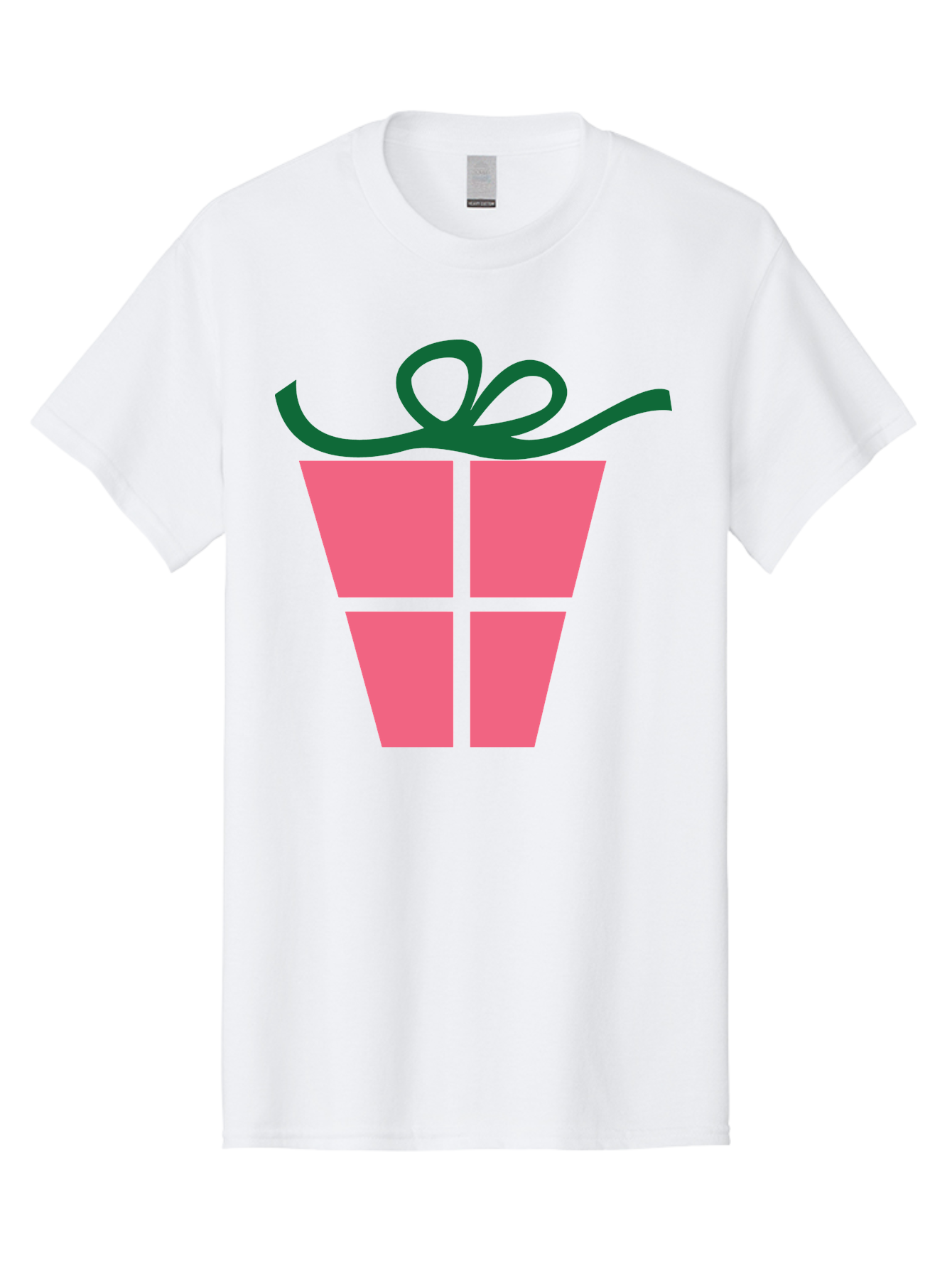 Pink-Gift-Box-With-Ribbon Men'S Graphic Tee, 100% Cotton, Comfortable Casual Summer Wear, Machine Washable, Pink Gift Box, Wrapped Present, Green Ribbon, Festive, Celebration, Party Favor, Gift Giving, Holiday Present Aad094